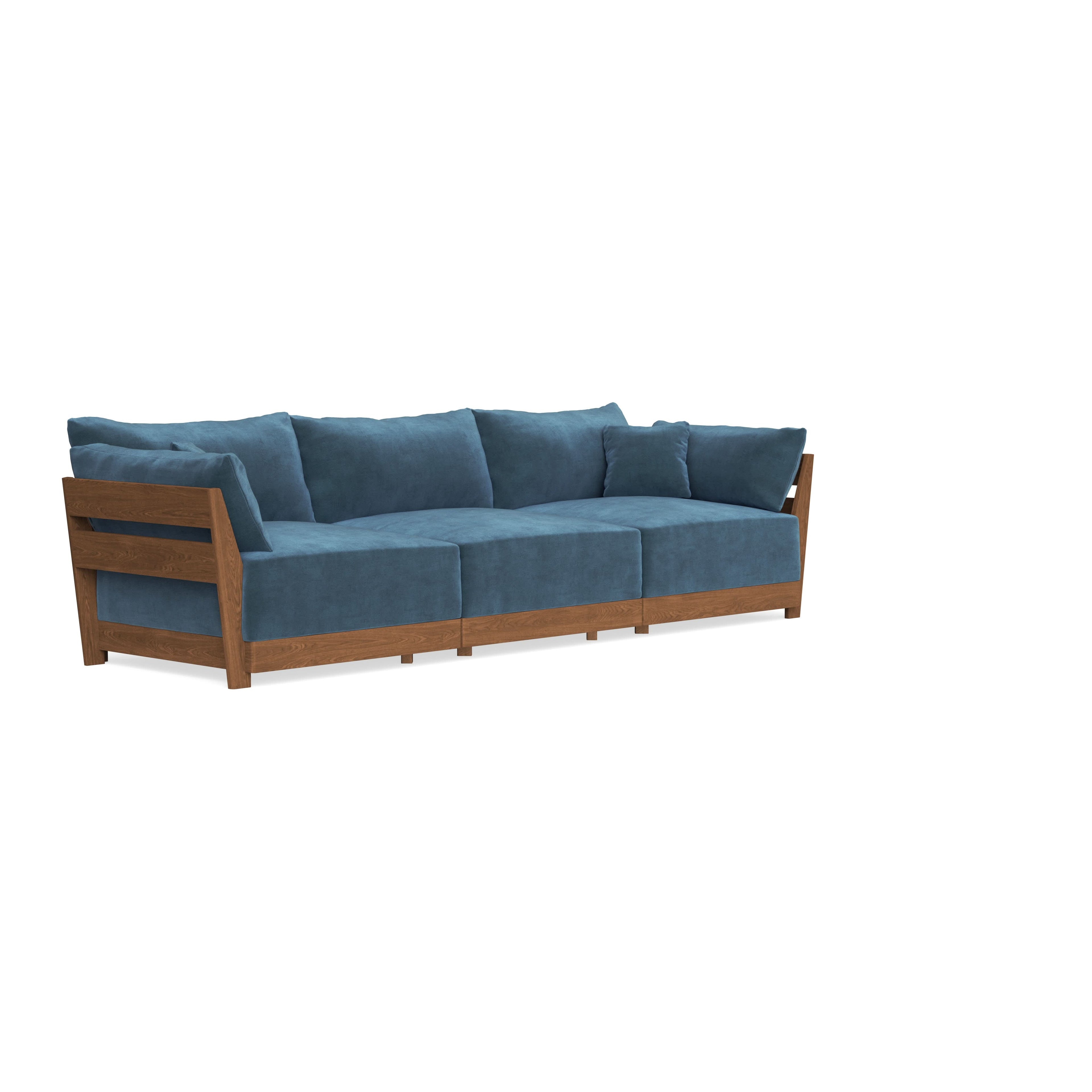 Modular Bondi Espresso 3-Seater Sofa in Oxford Blue | Memory Foam Blend