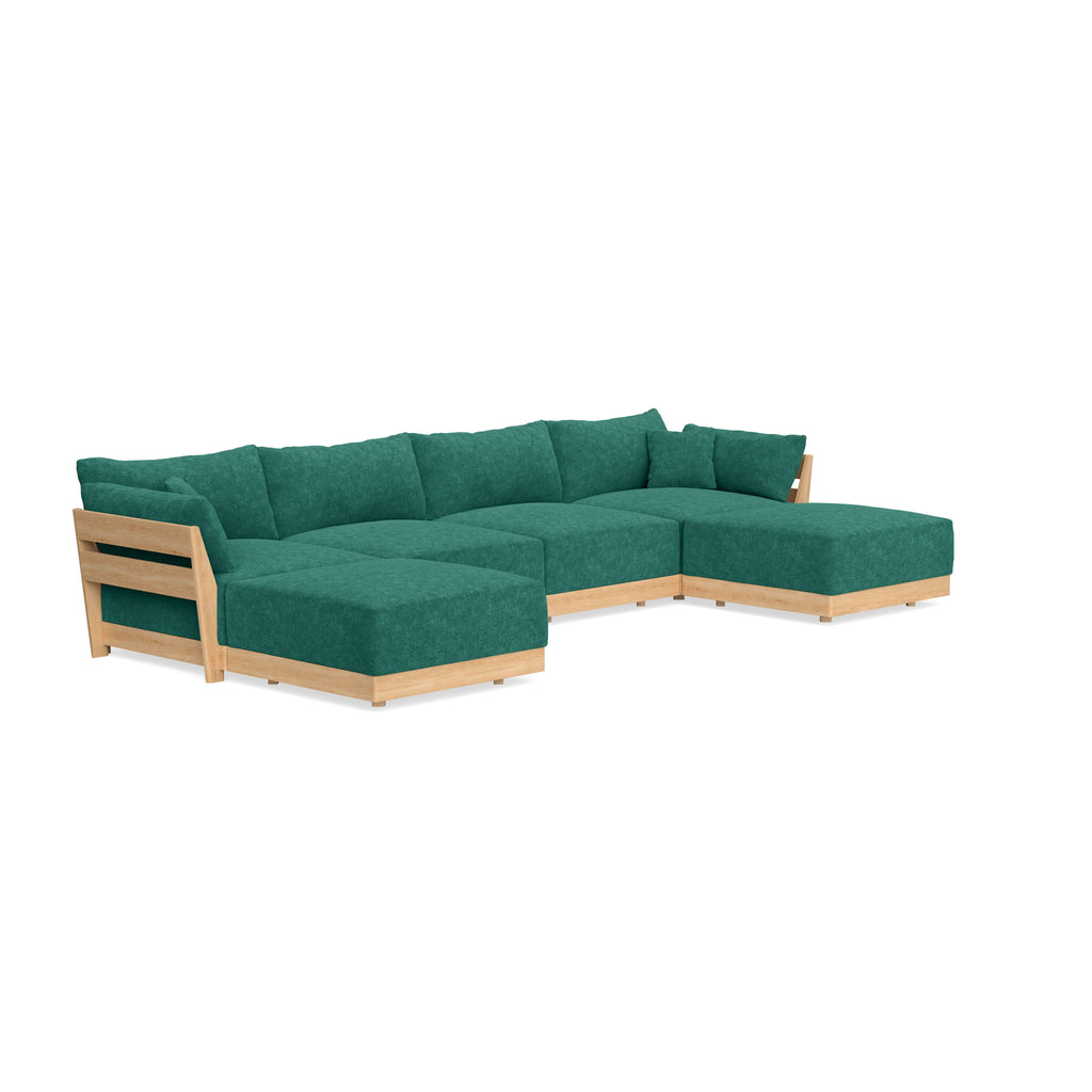 Modular Bondi Latte 4-Seater U-Sectional in Jade Green | Classic Blend