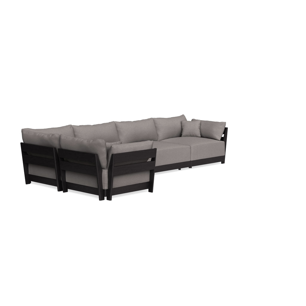 Modular Bondi Black 5-Seater L-Sectional in Cement | Memory Foam Blend