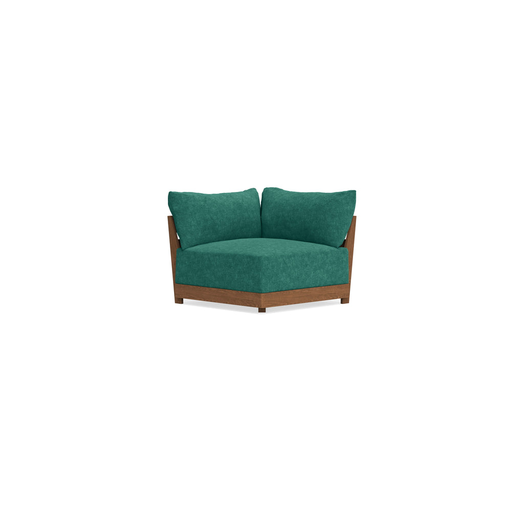 Modular Bondi Espresso Corner Chair in Jade Green | Memory Foam Blend
