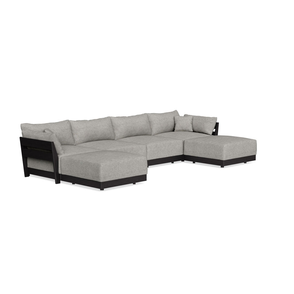 Modular Bondi Black 4-Seater U-Sectional in Fog | Memory Foam Blend