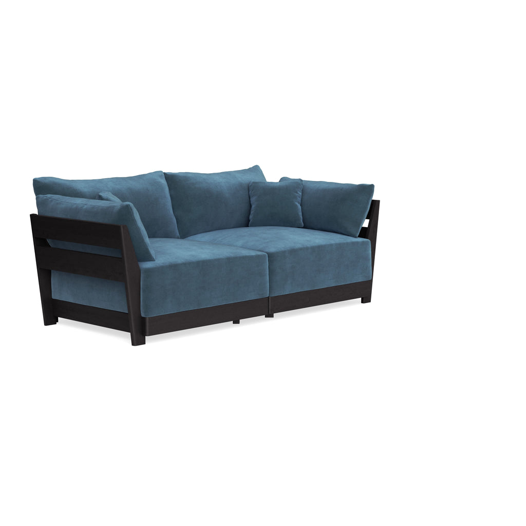 Modular Bondi Black 2-Seater Sofa in Oxford Blue | Classic Blend