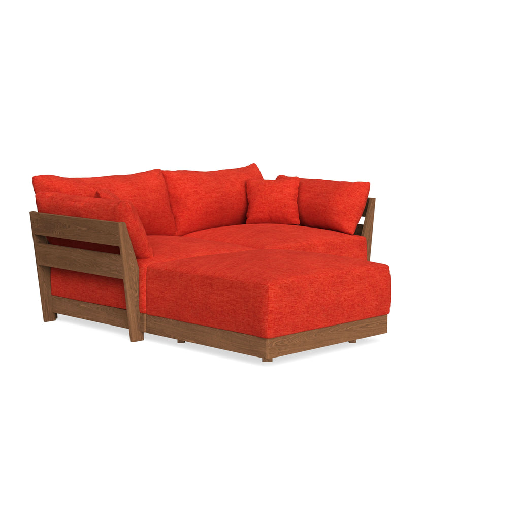 Modular Bondi Espresso 2-Seater Sectional in Poppy Orange | Memory Foam Blend