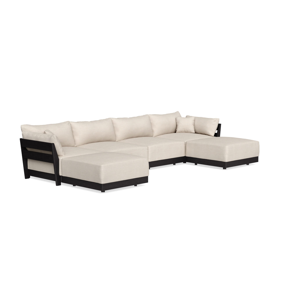 Modular Bondi Black 4-Seater U-Sectional in Seashell | Memory Foam Blend
