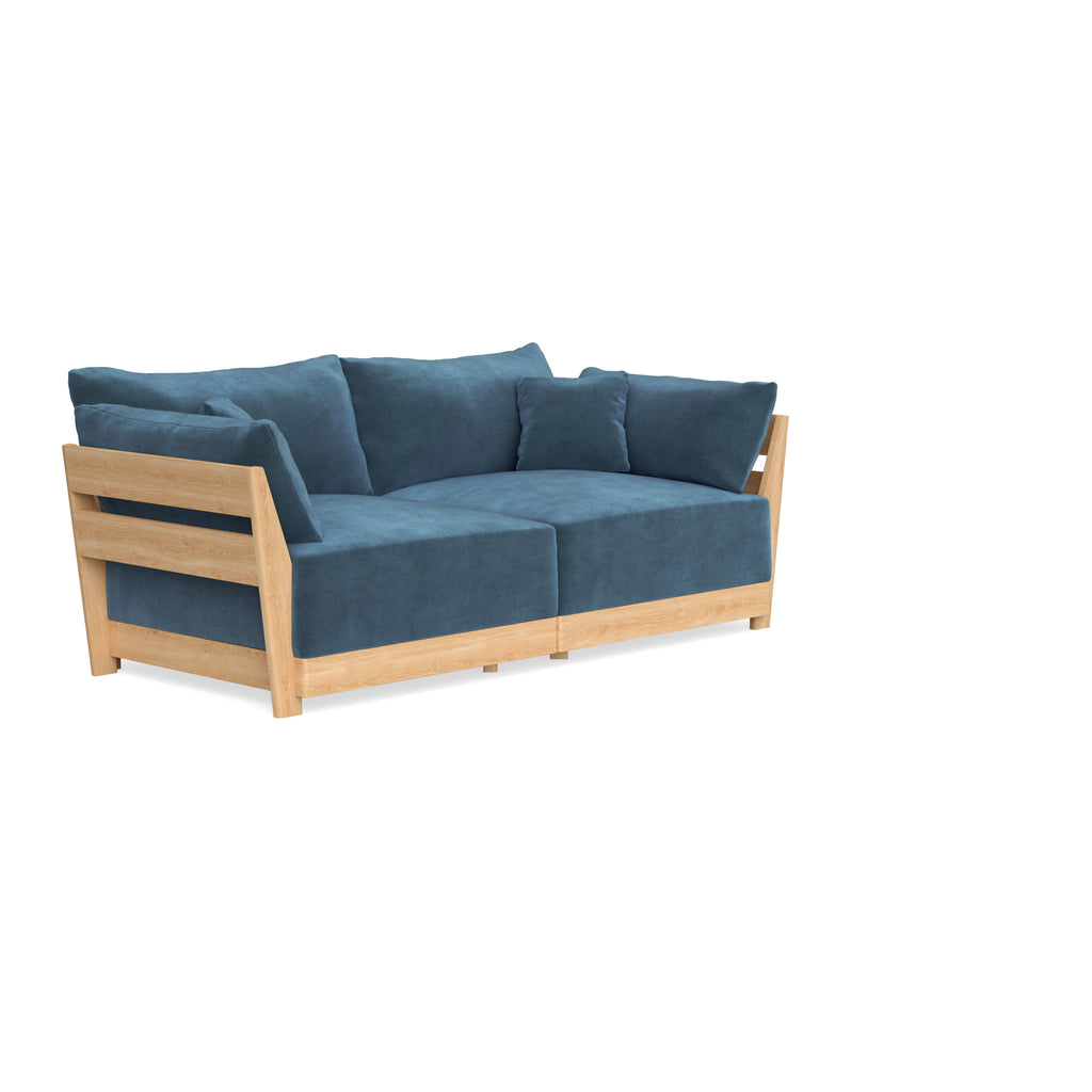 Modular Bondi Latte 2-Seater Sofa in Oxford Blue | Memory Foam Blend