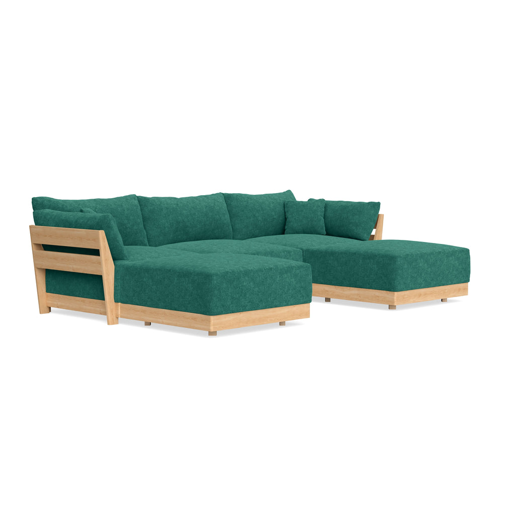 Modular Bondi Latte 3-Seater U-Sectional in Jade Green | Memory Foam Blend