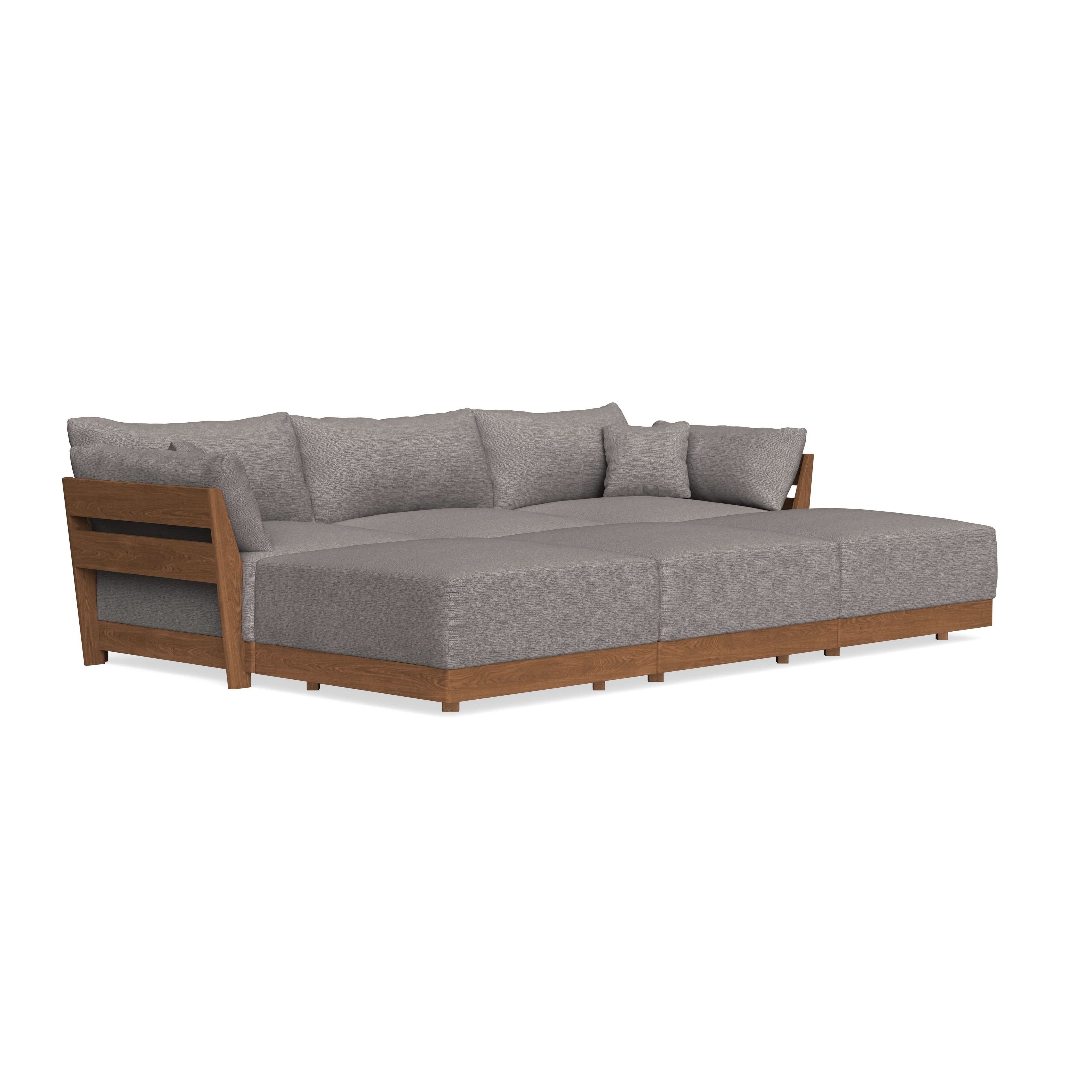 Modular Bondi Espresso 3-Seater Daybed Sofa Sectional in Cement | Memory Foam Blend