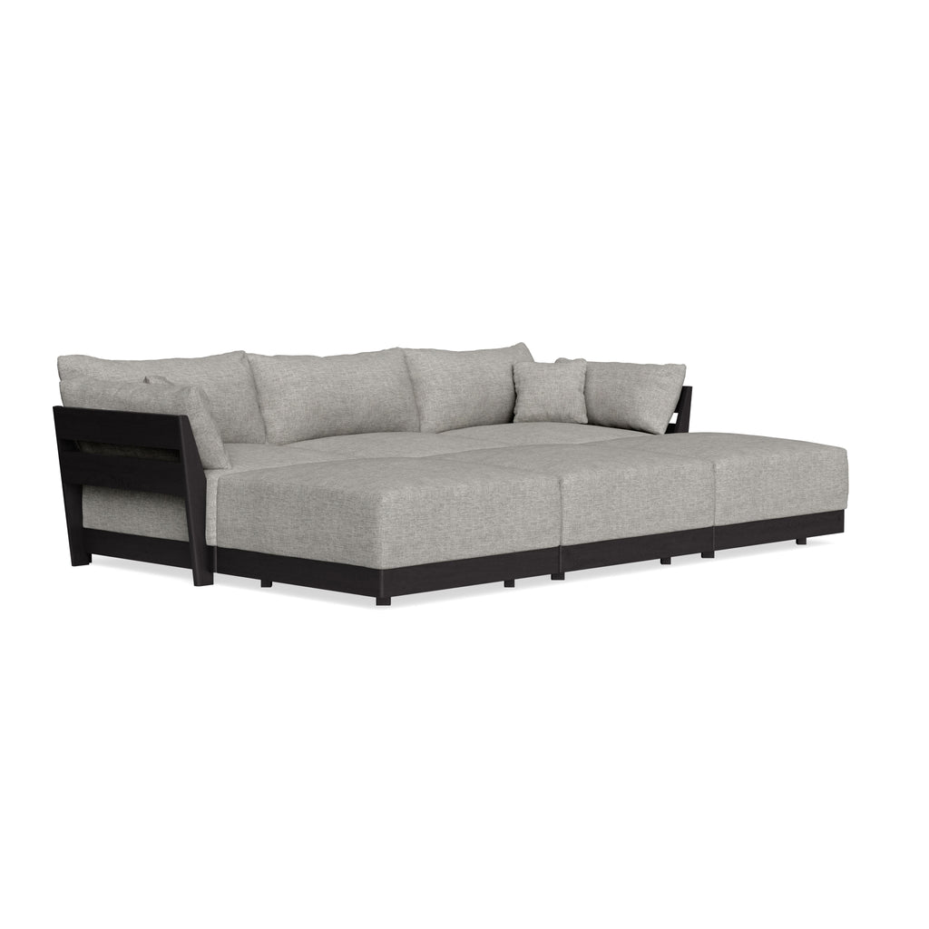 Modular Bondi Black 3-Seater Daybed Sofa Sectional in Fog | Memory Foam Blend
