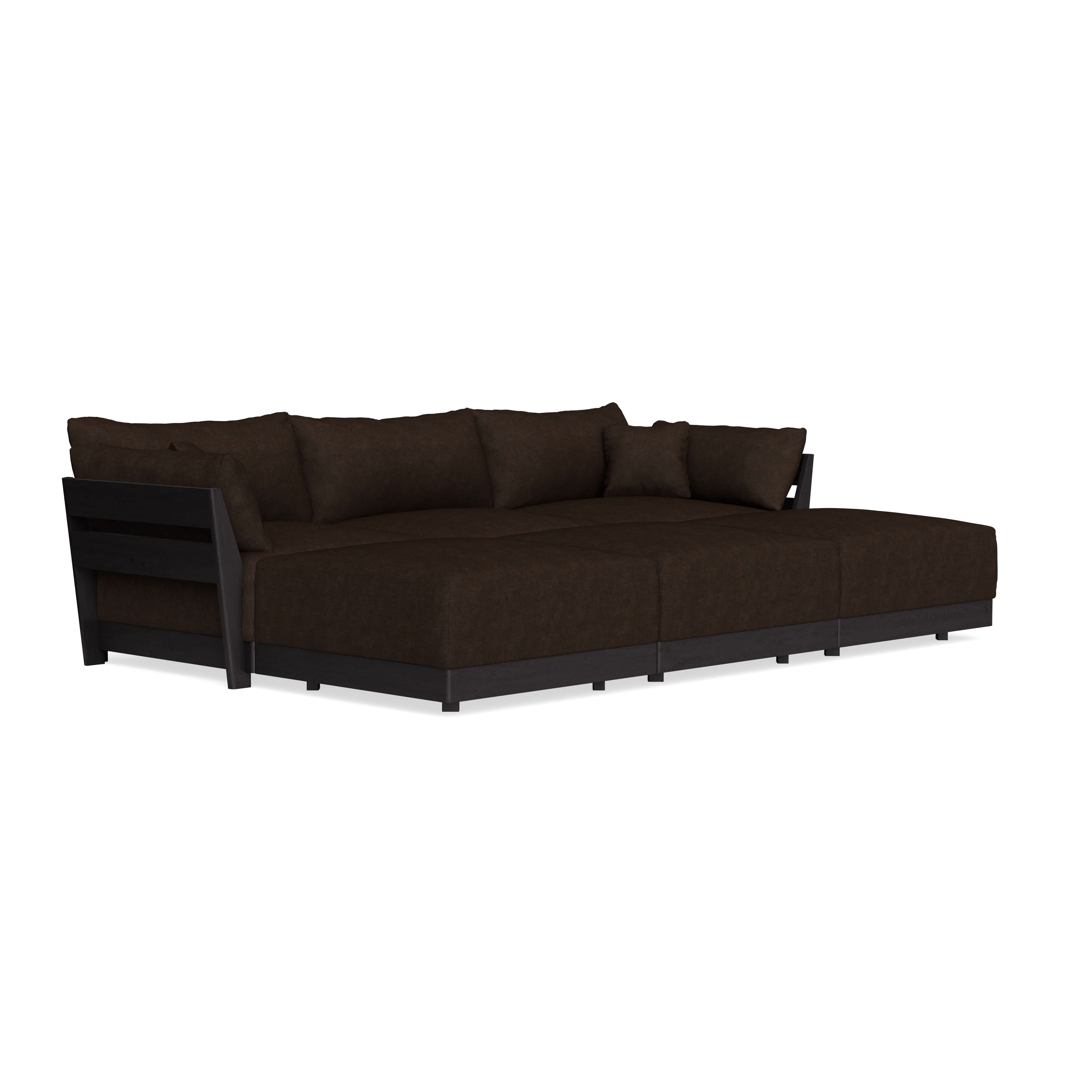 Modular Bondi Black 3-Seater Daybed Sofa Sectional in Espresso | Classic Blend