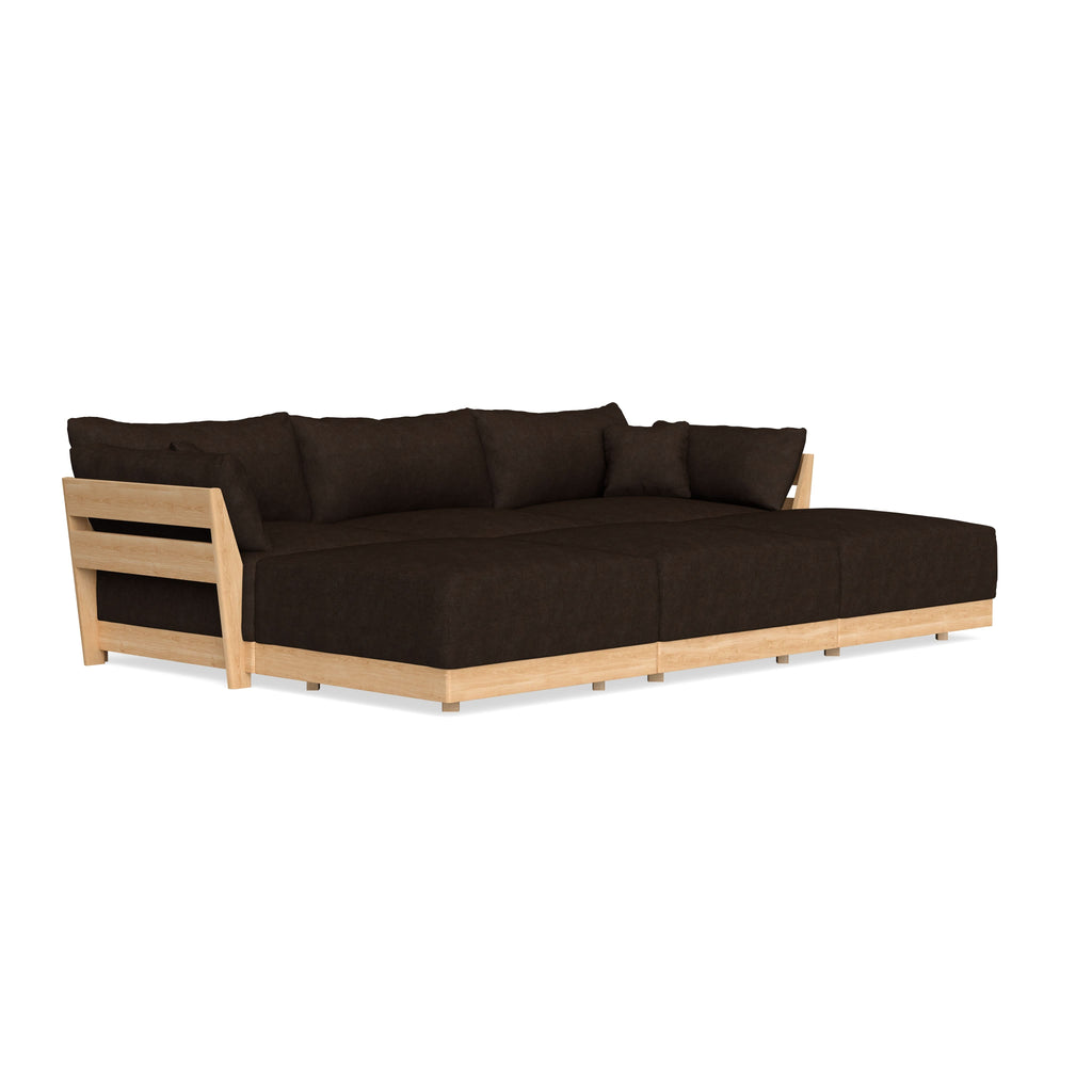 Modular Bondi Latte 3-Seater Daybed Sofa Sectional in Espresso | Memory Foam Blend