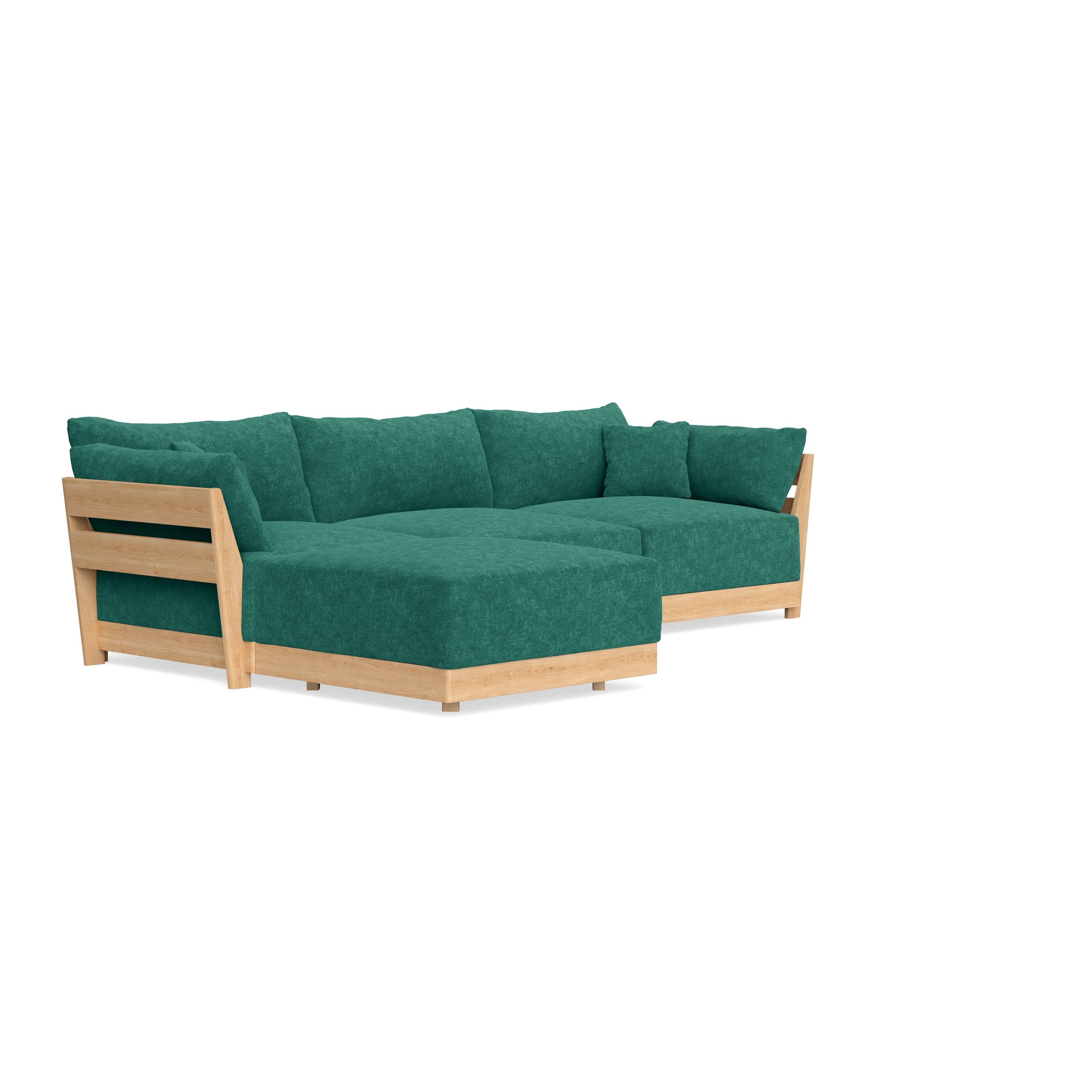 Modular Bondi Latte 3-Seater Sectional in Jade Green | Memory Foam Blend