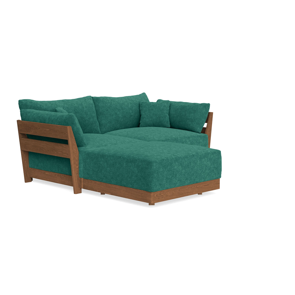 Modular Bondi Espresso 2-Seater Sectional in Jade Green | Memory Foam Blend