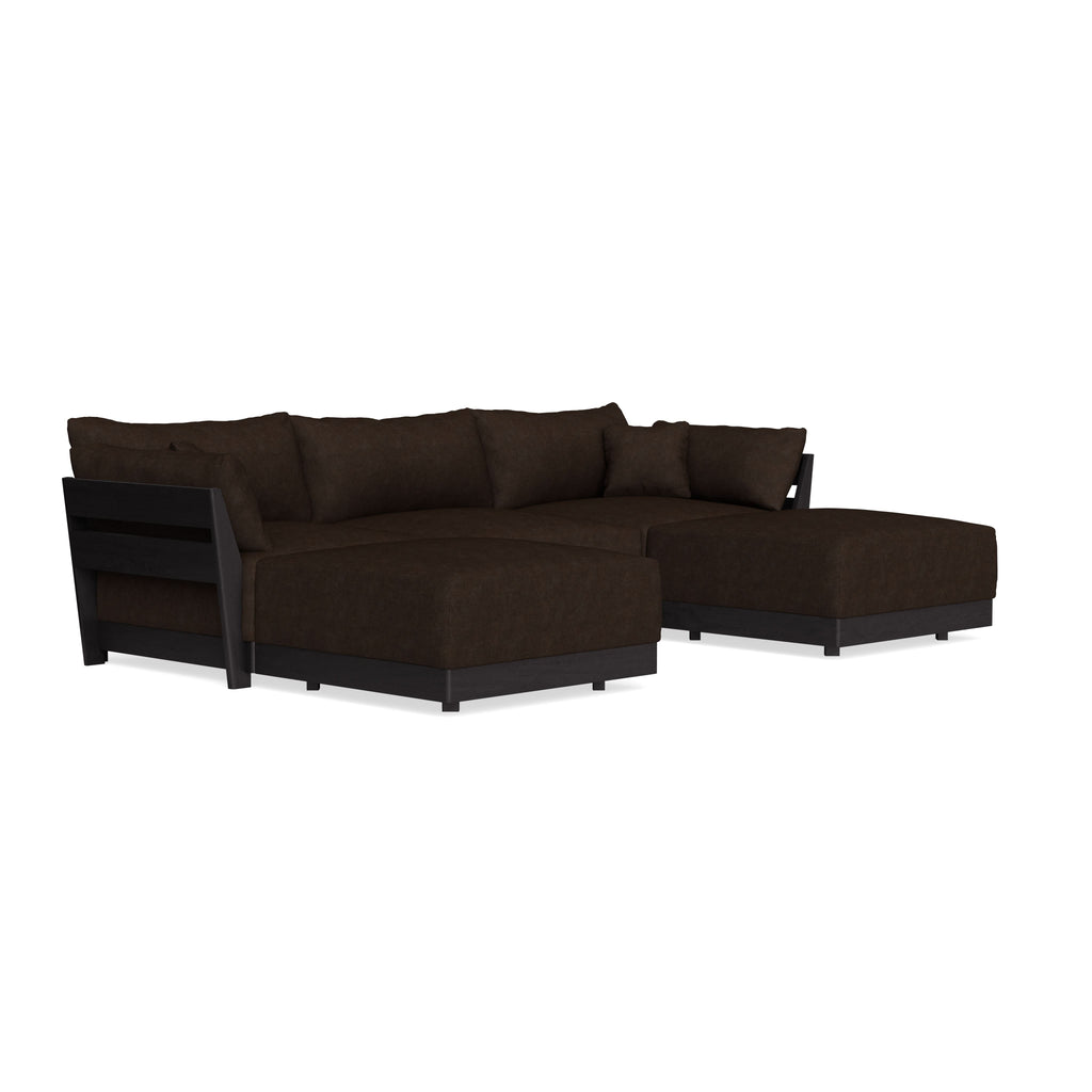 Modular Bondi Black 3-Seater U-Sectional in Espresso | Memory Foam Blend
