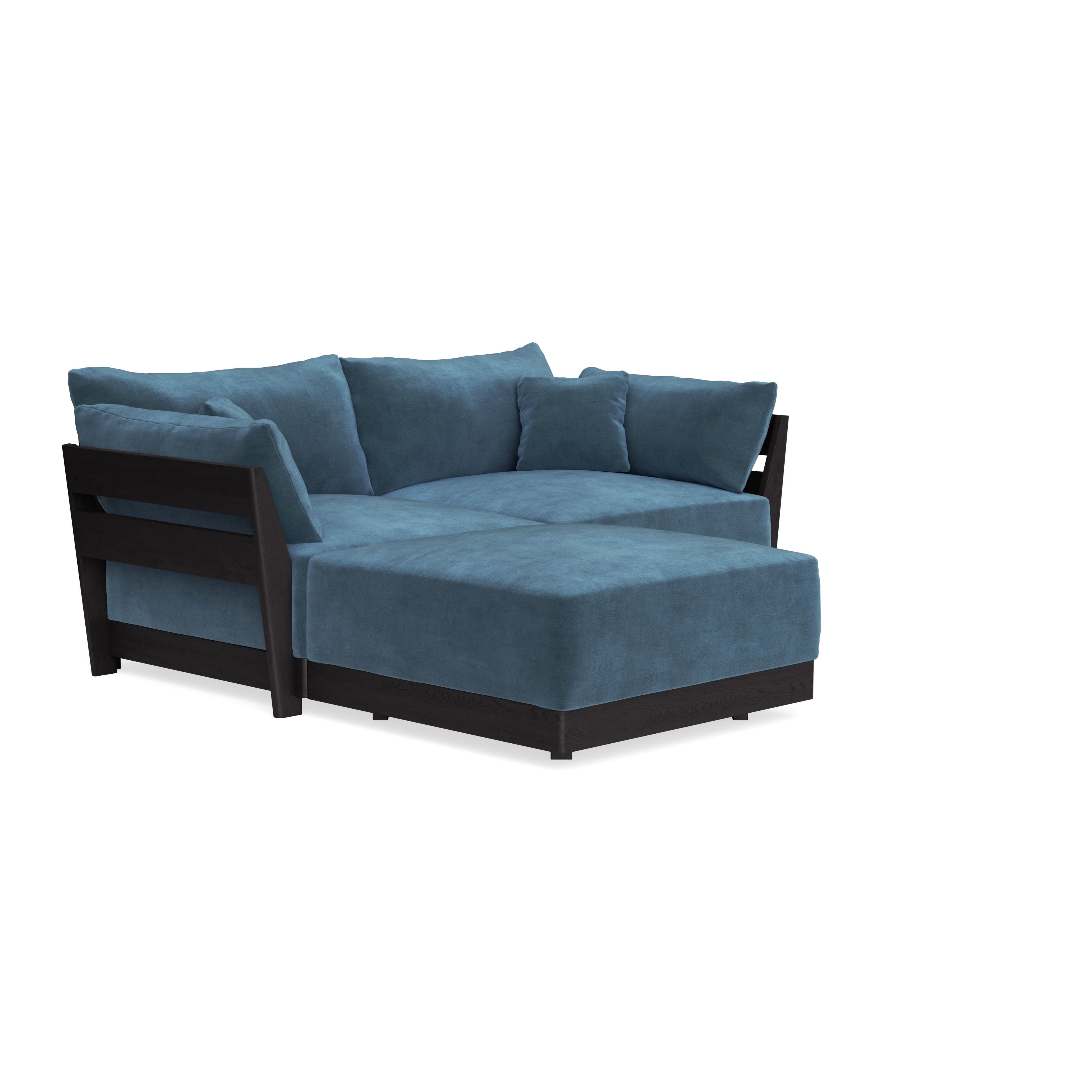 Modular Bondi Black 2-Seater Sectional in Oxford Blue | Memory Foam Blend