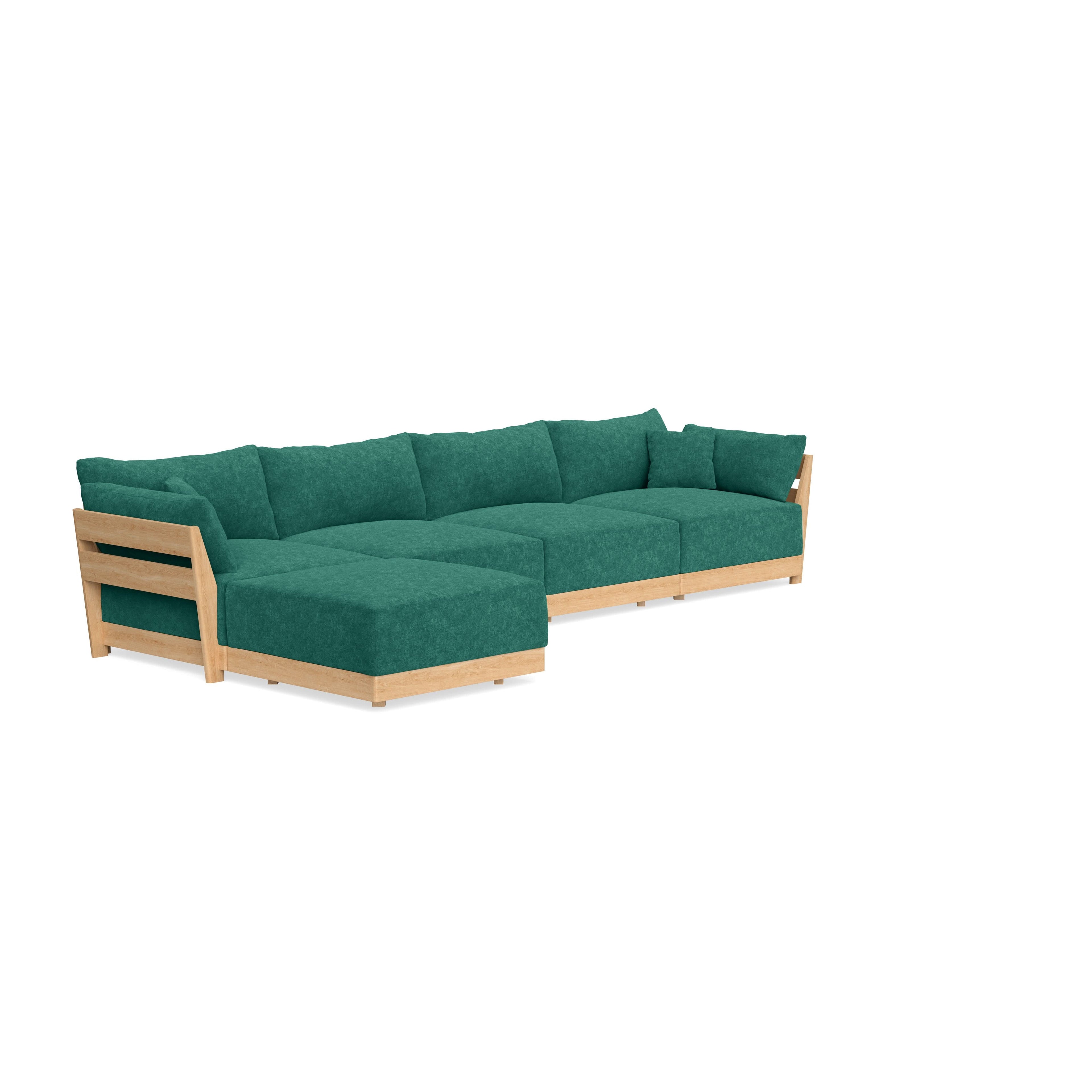 Modular Bondi Latte 4-Seater Sectional in Jade Green | Memory Foam Blend