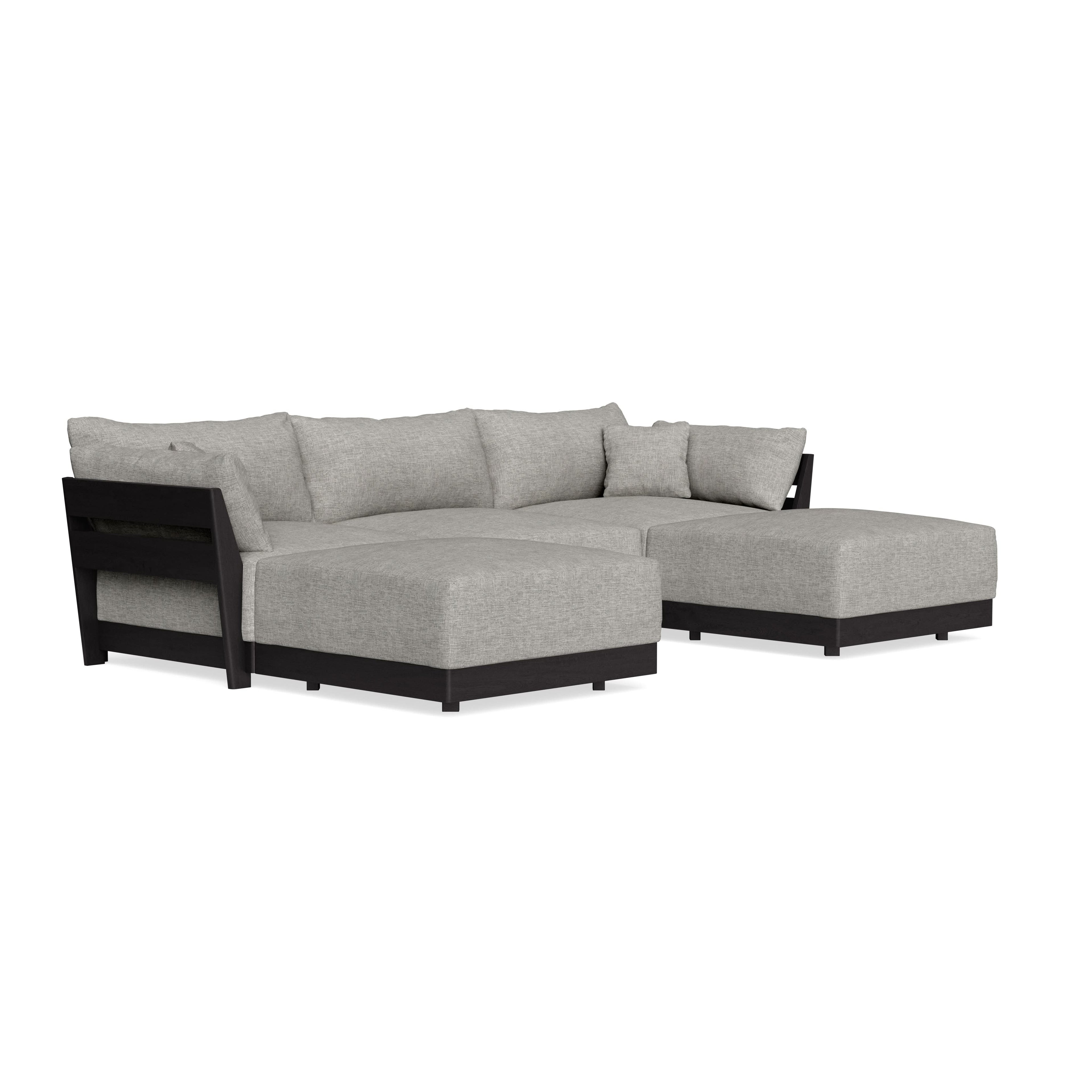 Modular Bondi Black 3-Seater U-Sectional in Fog | Memory Foam Blend