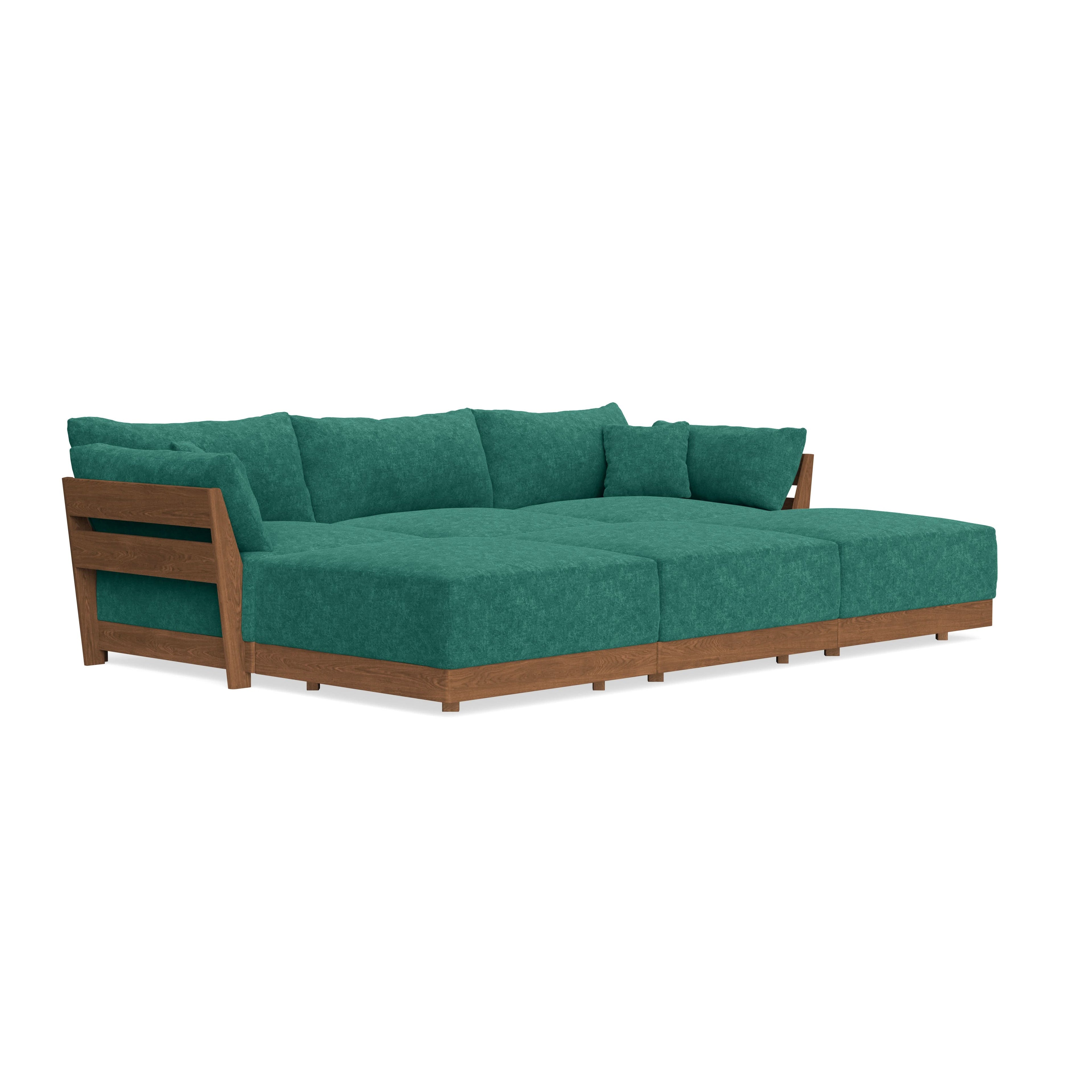 Modular Bondi Espresso 3-Seater Daybed Sofa Sectional in Jade Green | Classic Blend