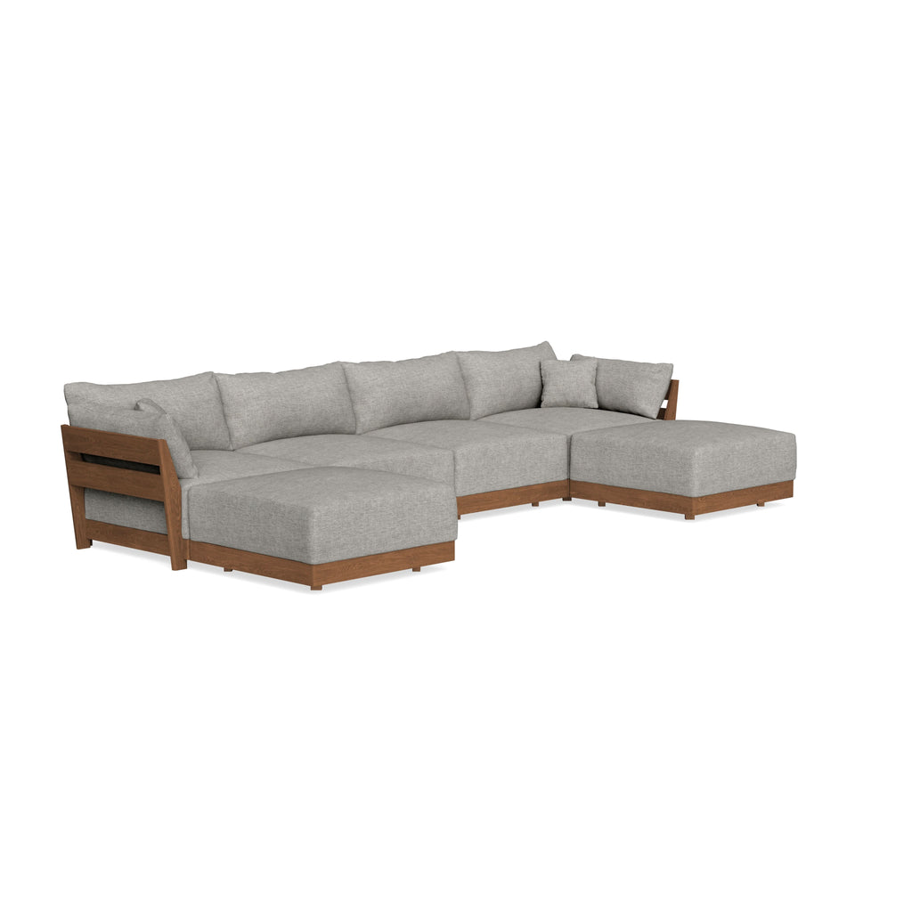 Modular Bondi Espresso 4-Seater U-Sectional in Fog | Memory Foam Blend