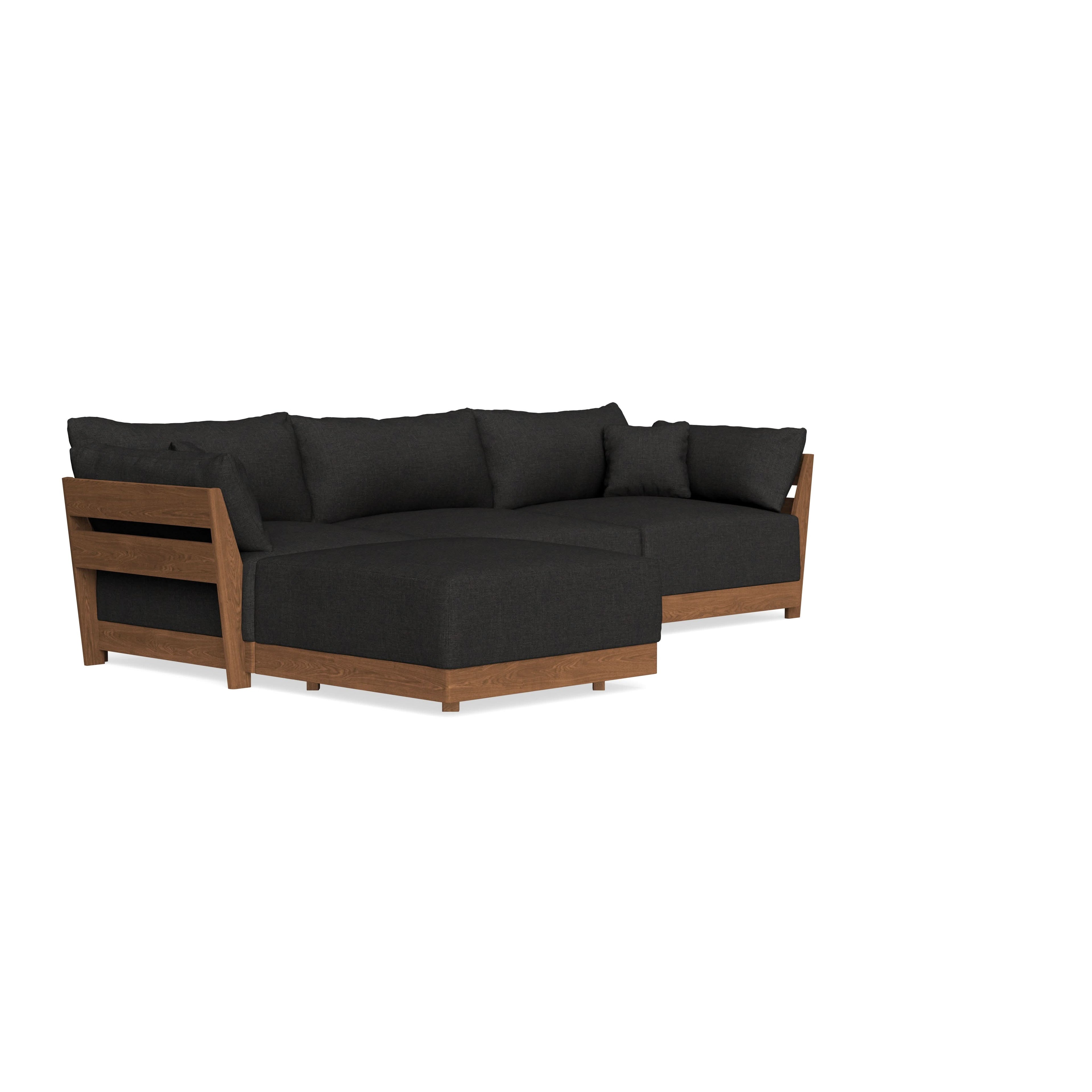 Modular Bondi Espresso 3-Seater Sectional in Peppercorn | Memory Foam Blend
