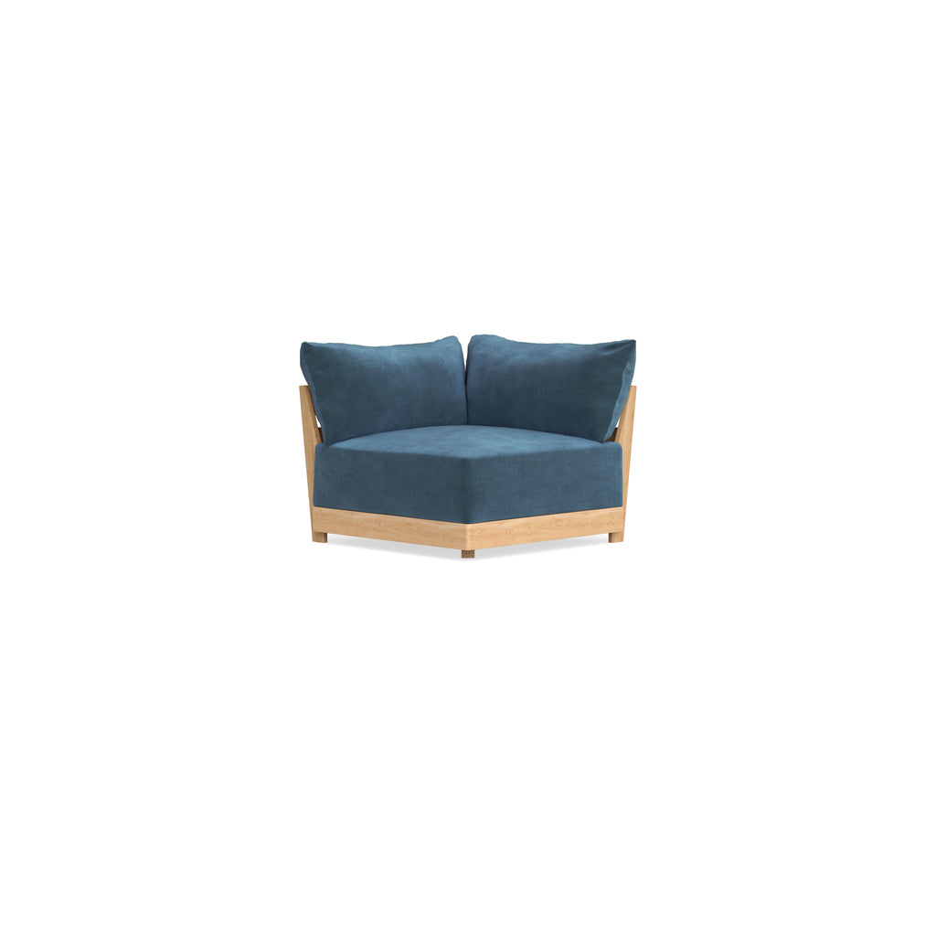 Modular Bondi Latte Corner Chair in Oxford Blue | Memory Foam Blend