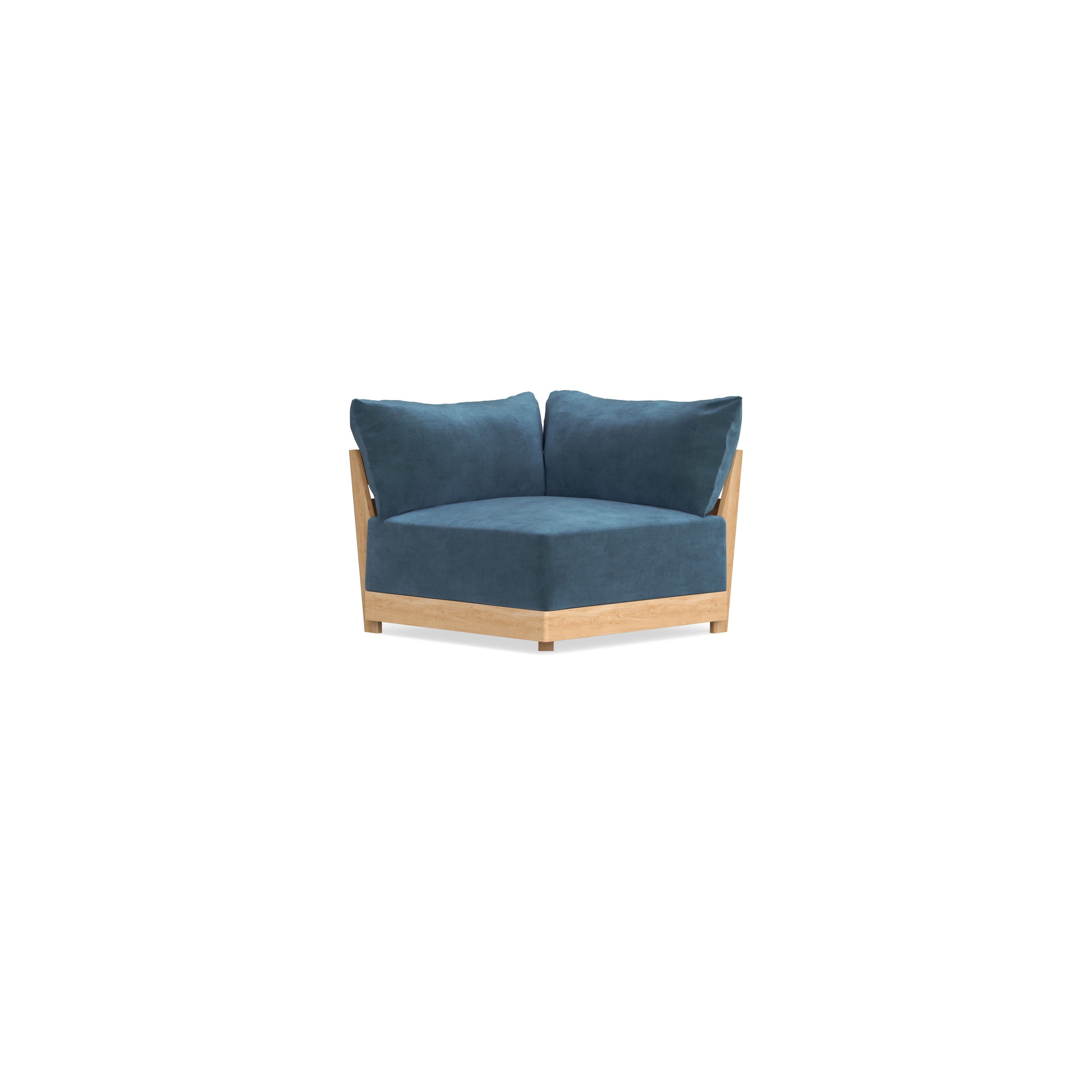 Modular Bondi Latte Corner Chair in Oxford Blue | Memory Foam Blend