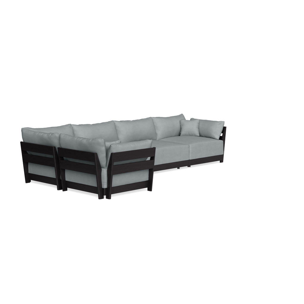 Modular Bondi Black 5-Seater L-Sectional in Light Steel | Memory Foam Blend