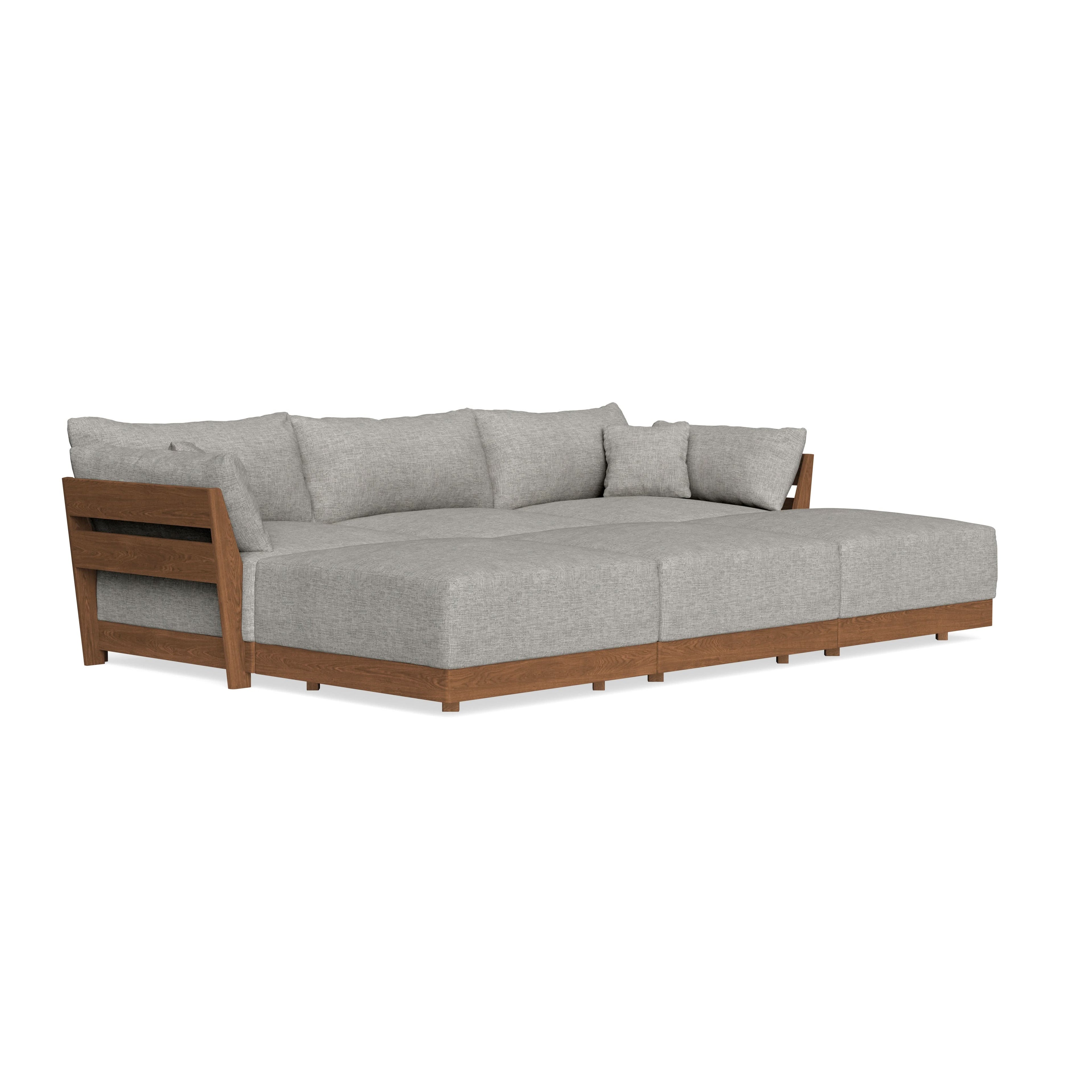 Modular Bondi Espresso 3-Seater Daybed Sofa Sectional in Fog | Memory Foam Blend