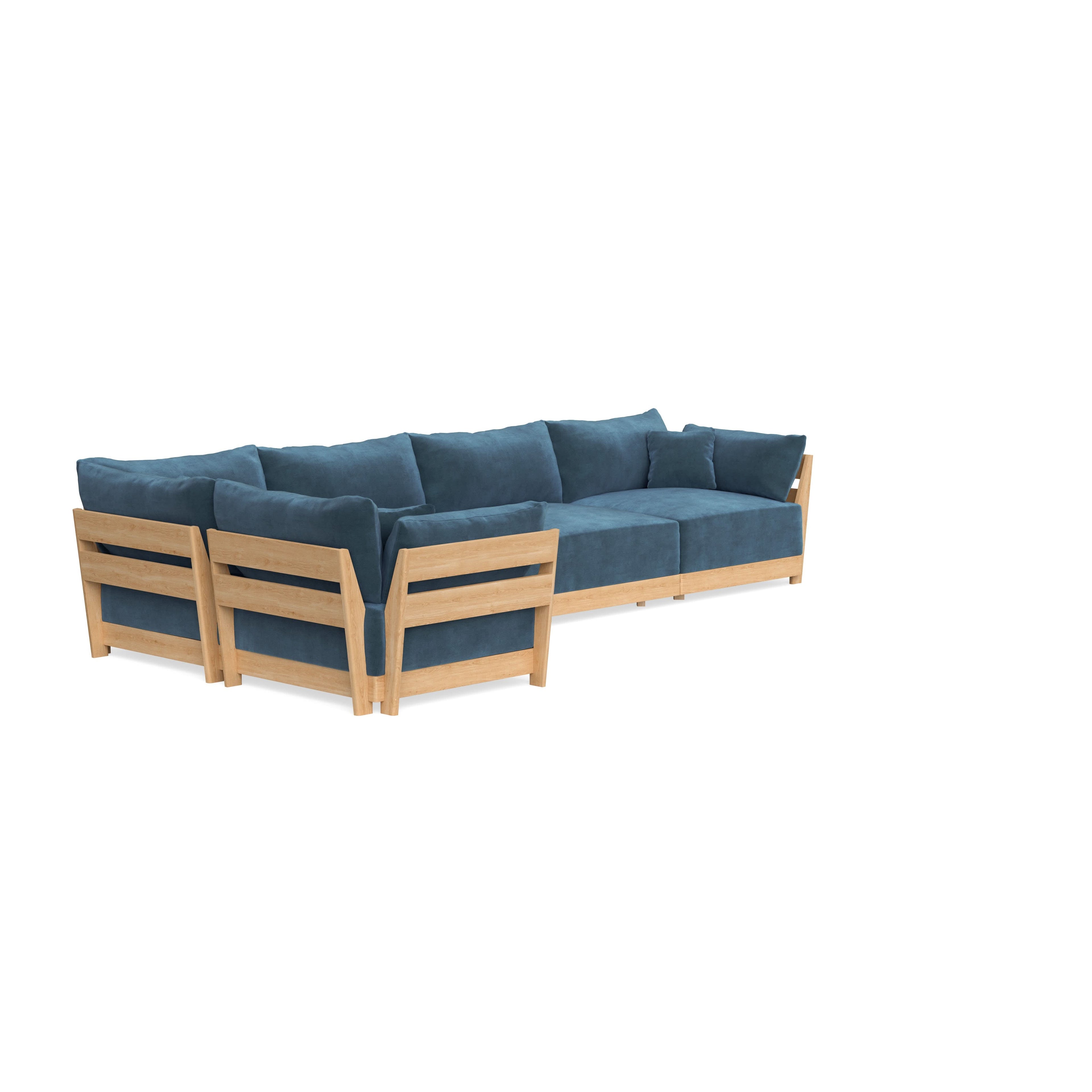 Modular Bondi Latte 5-Seater L-Sectional in Oxford Blue | Memory Foam Blend
