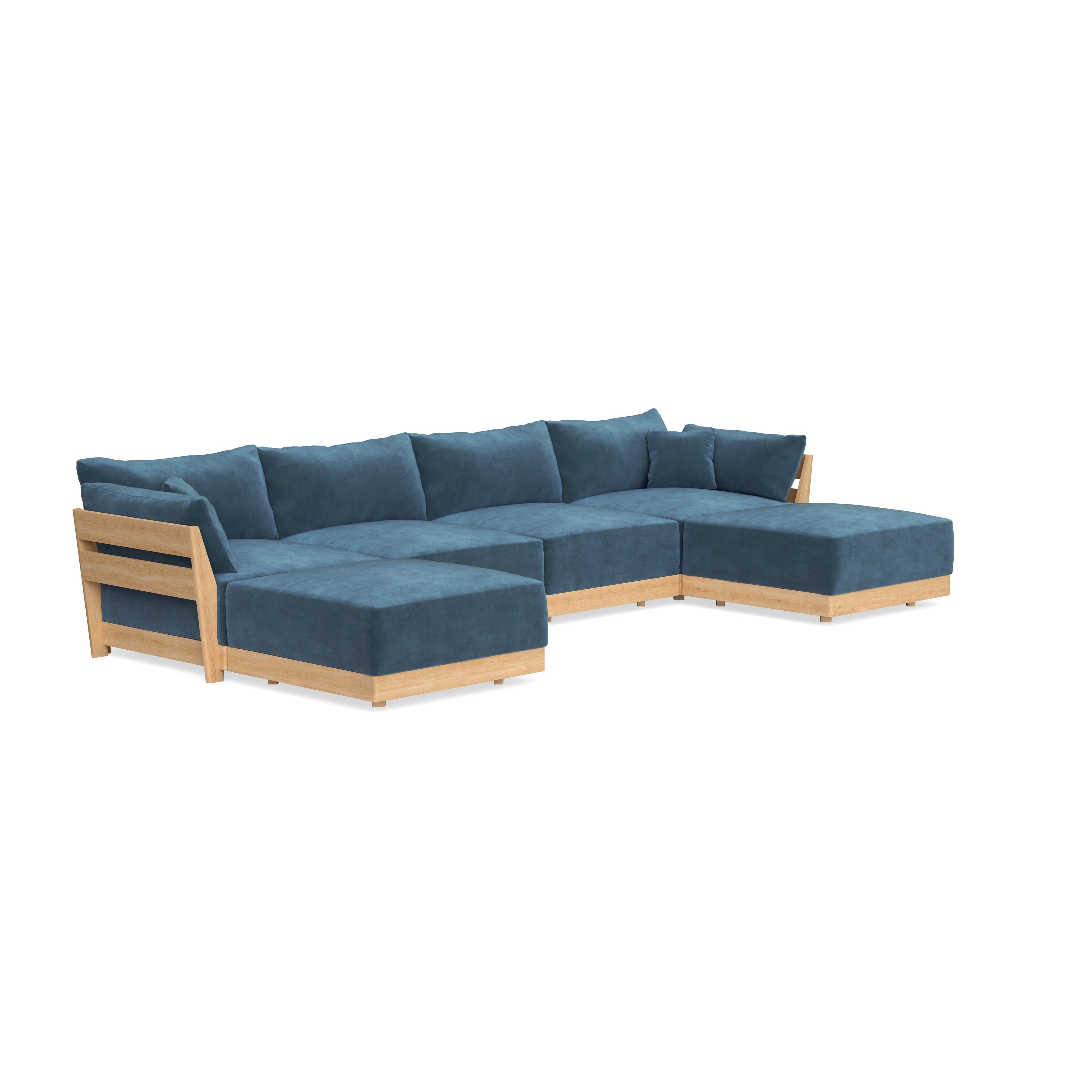 Modular Bondi Latte 4-Seater U-Sectional in Oxford Blue | Classic Blend