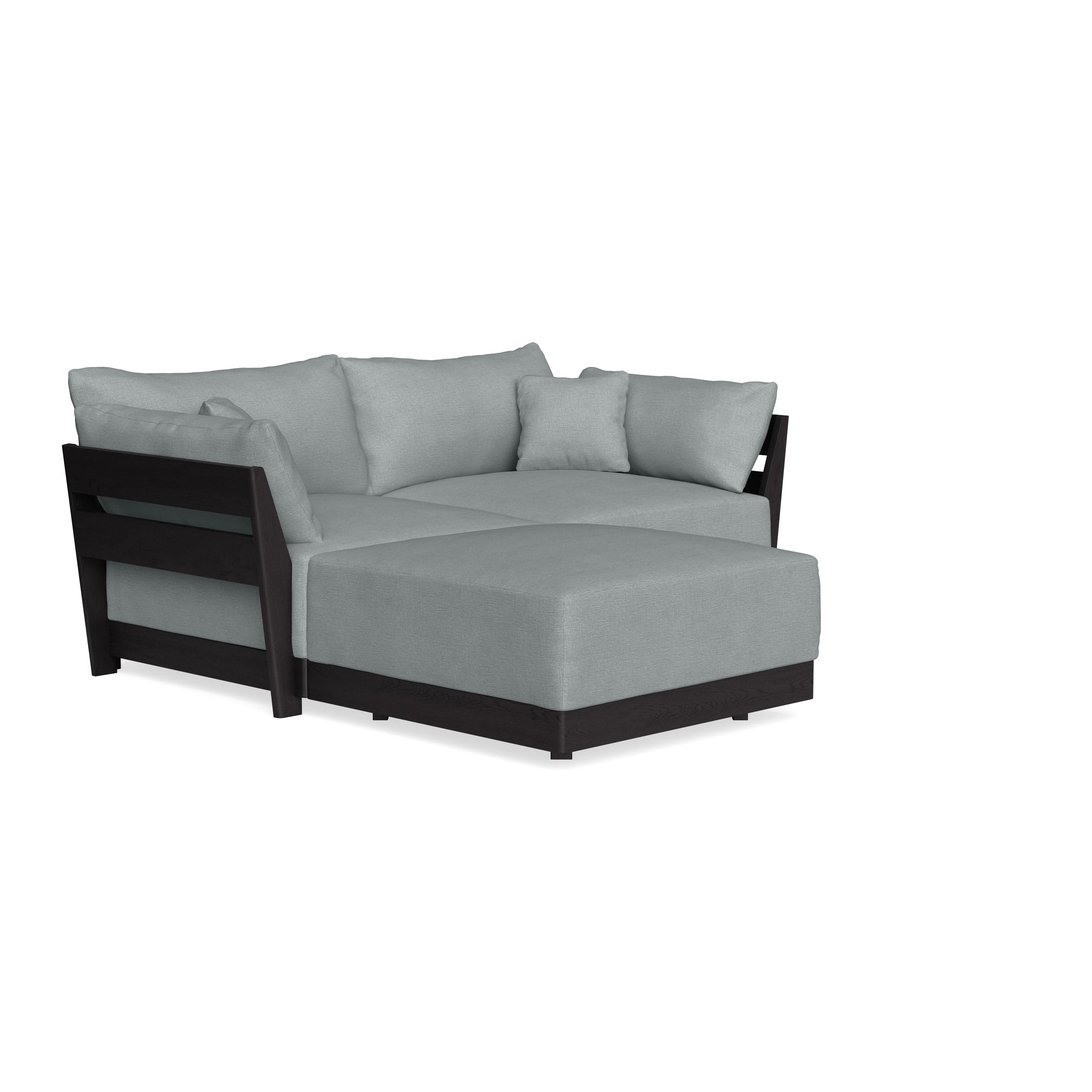 Modular Bondi Black 2-Seater Sectional in Light Steel | Memory Foam Blend