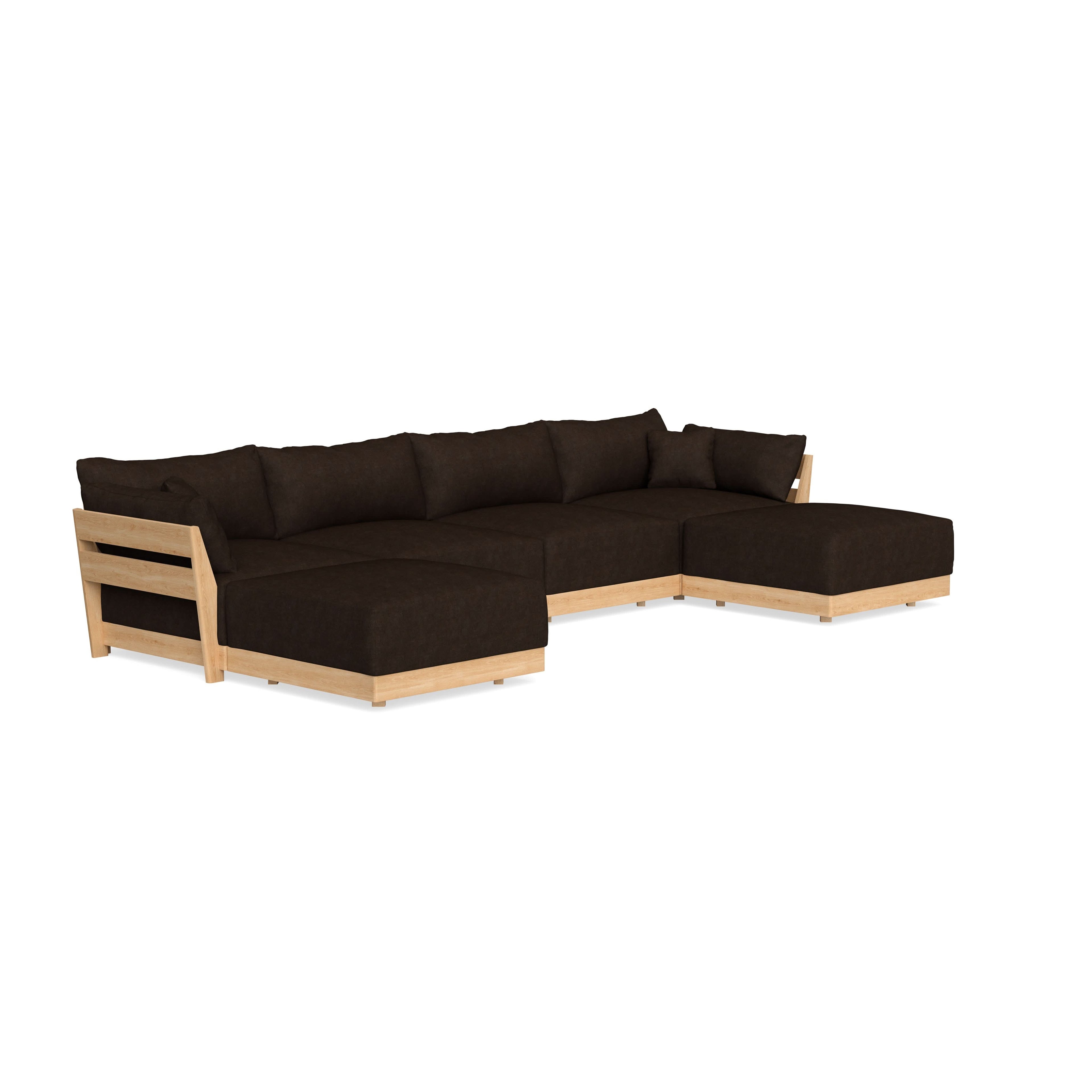 Modular Bondi Latte 4-Seater U-Sectional in Espresso | Memory Foam Blend