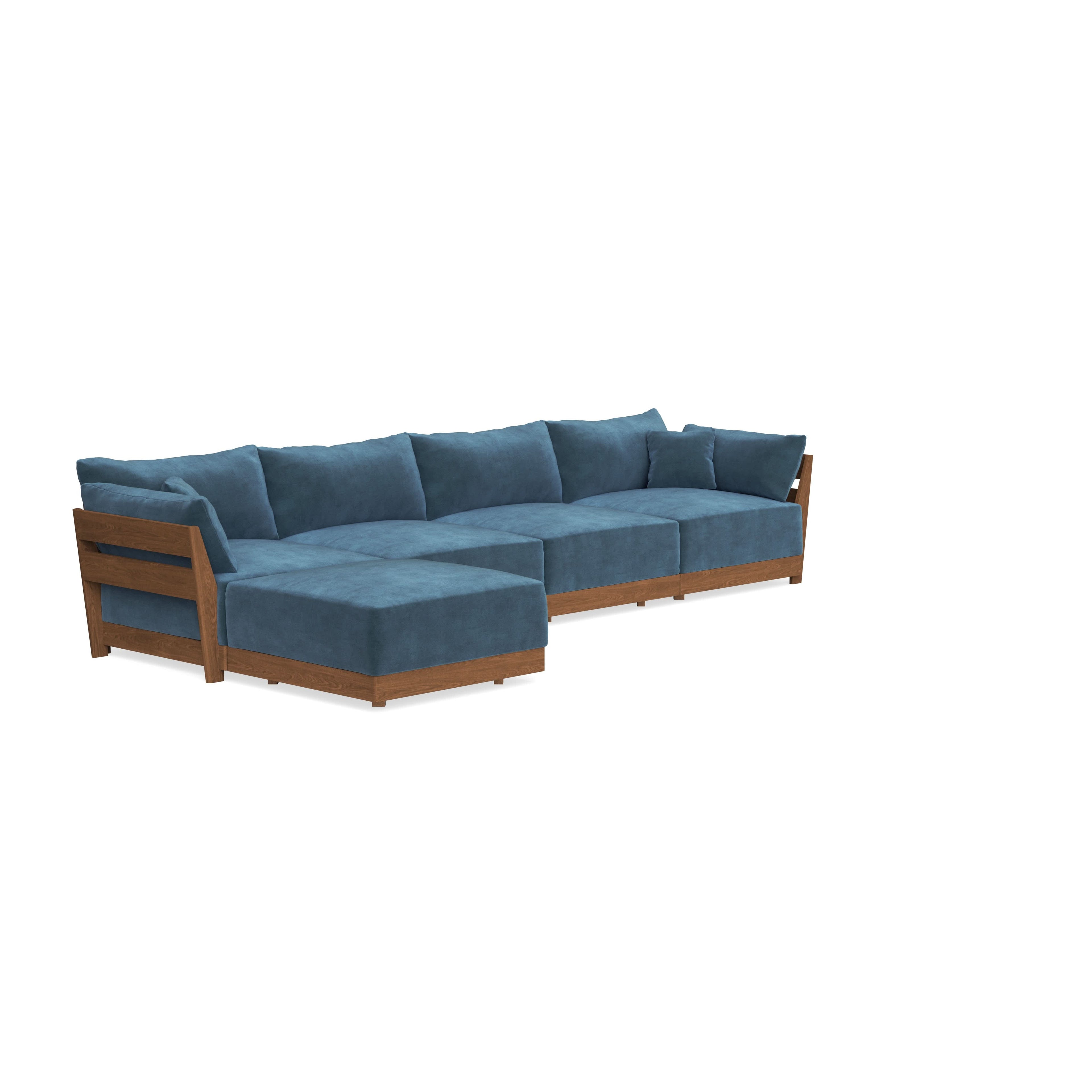 Modular Bondi Espresso 4-Seater Sectional in Oxford Blue | Memory Foam Blend