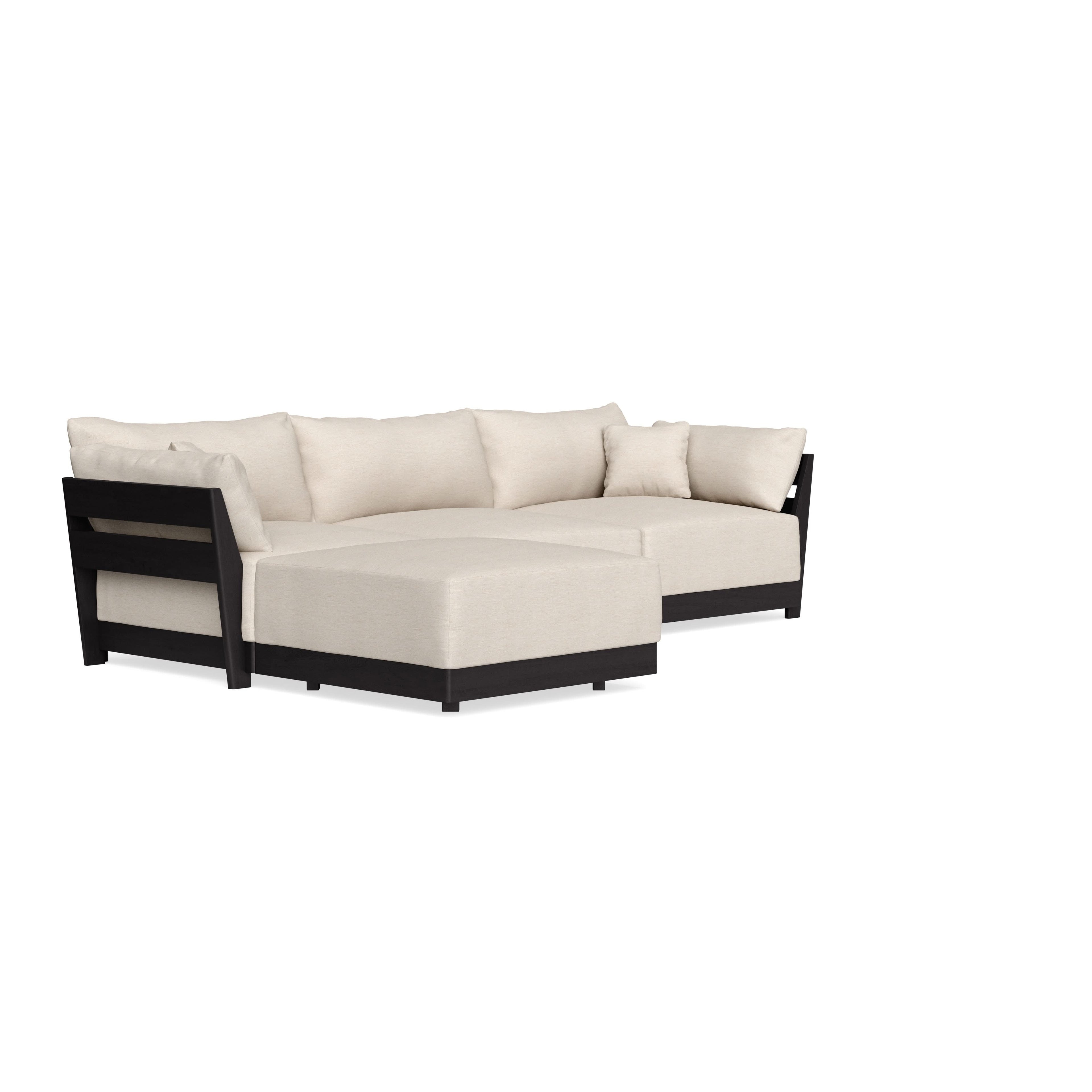 Modular Bondi Black 3-Seater Sectional in Seashell | Memory Foam Blend