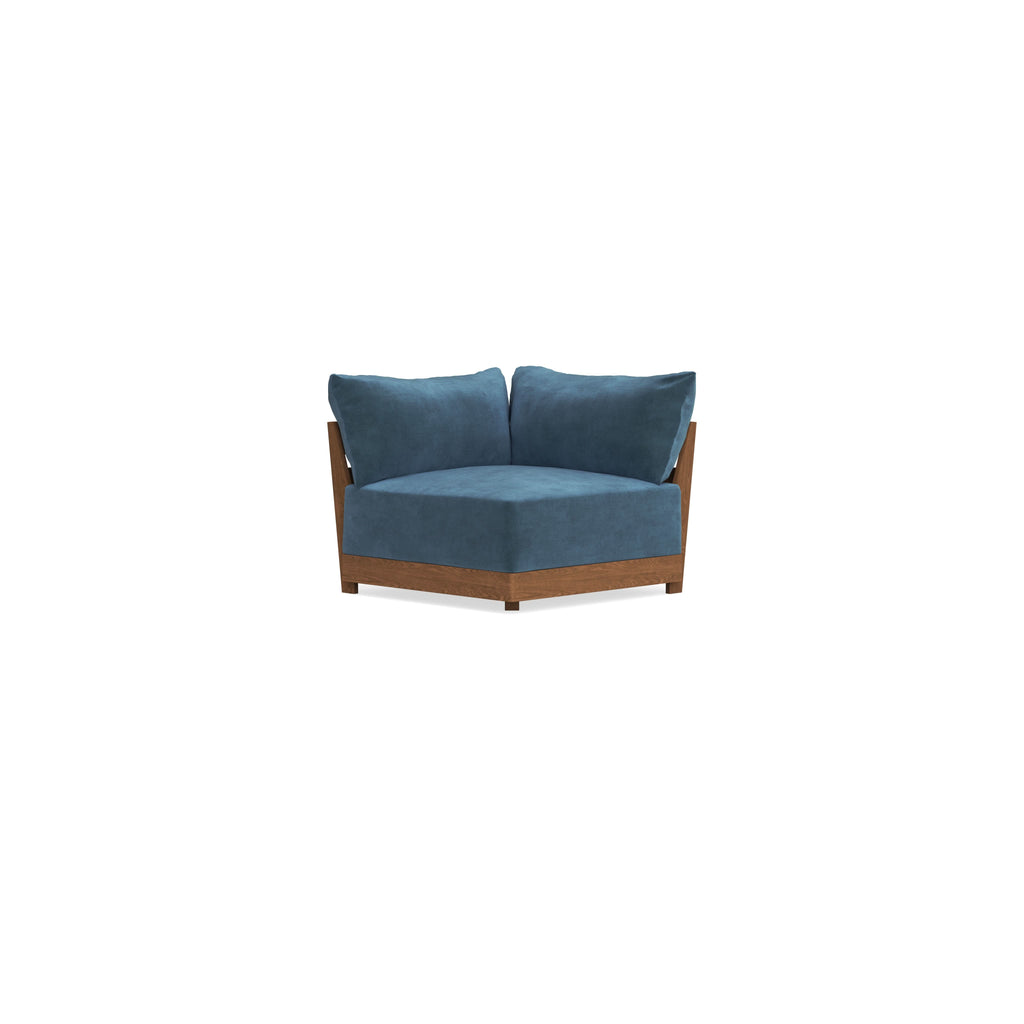 Modular Bondi Espresso Corner Chair in Oxford Blue | Memory Foam Blend