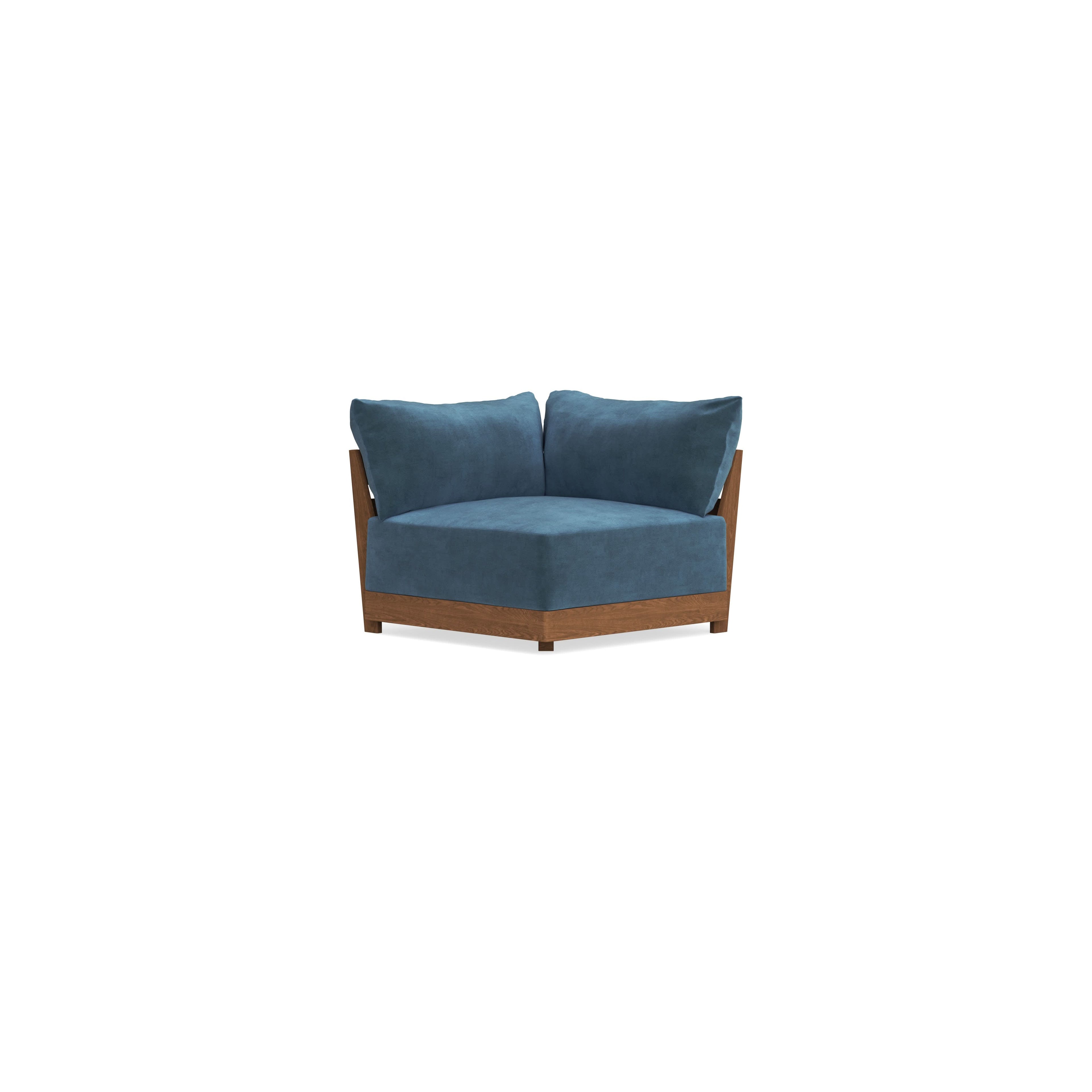 Modular Bondi Espresso Corner Chair in Oxford Blue | Memory Foam Blend