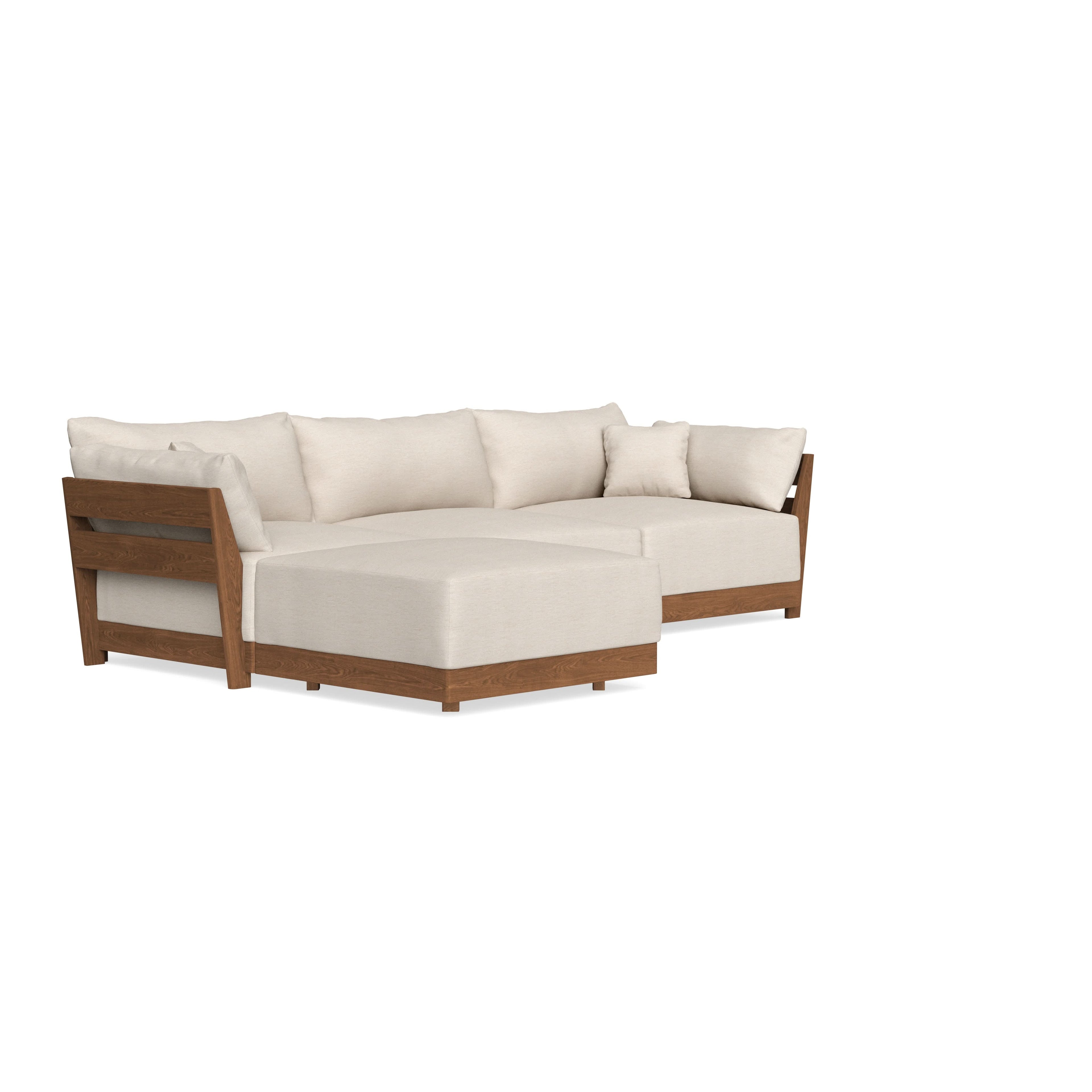 Modular Bondi Espresso 3-Seater Sectional in Seashell | Memory Foam Blend
