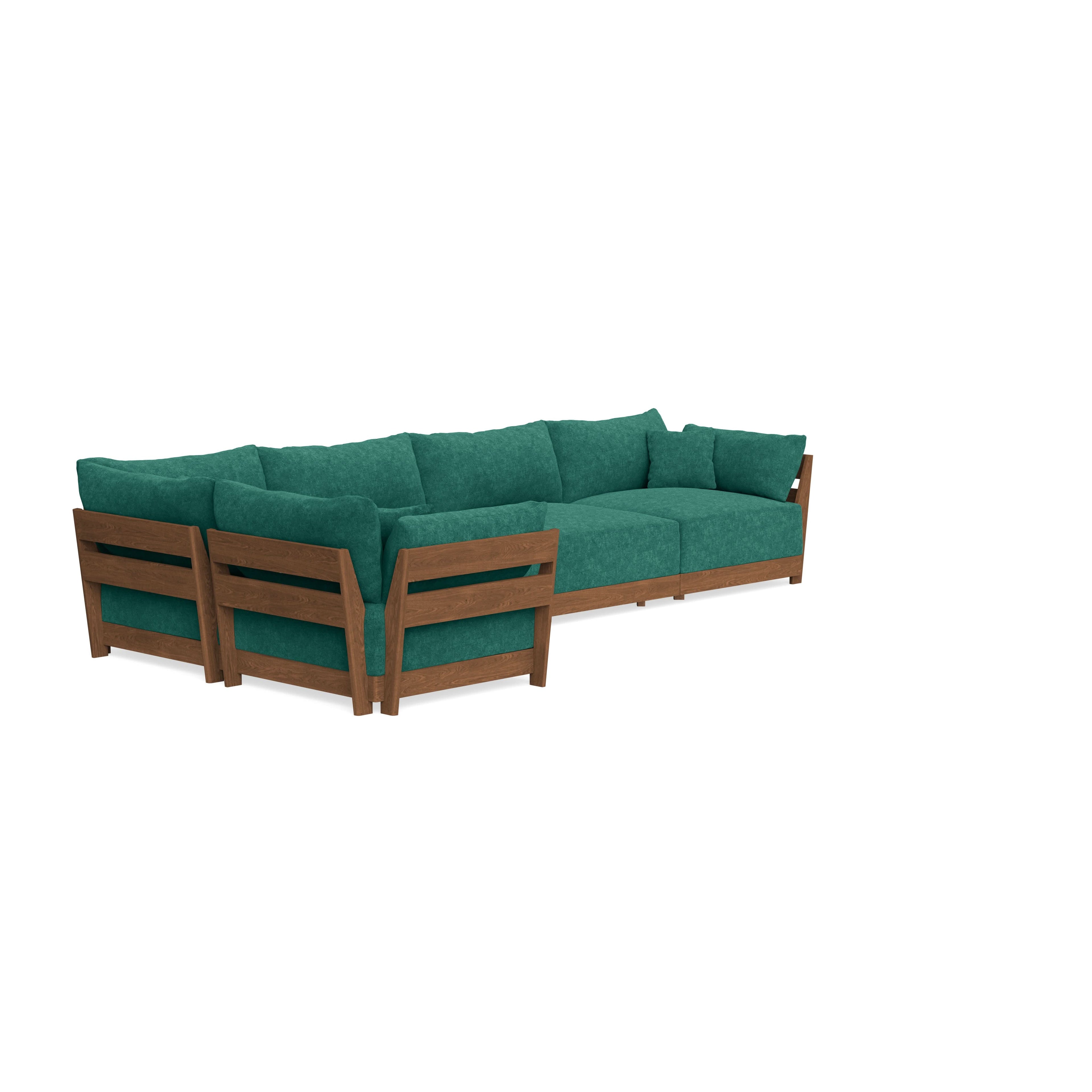 Modular Bondi Espresso 5-Seater L-Sectional in Jade Green | Classic Blend