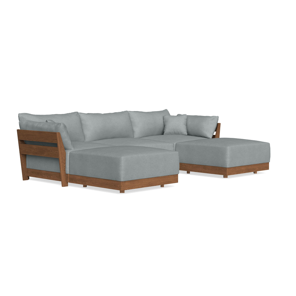 Modular Bondi Espresso 3-Seater U-Sectional in Light Steel | Memory Foam Blend