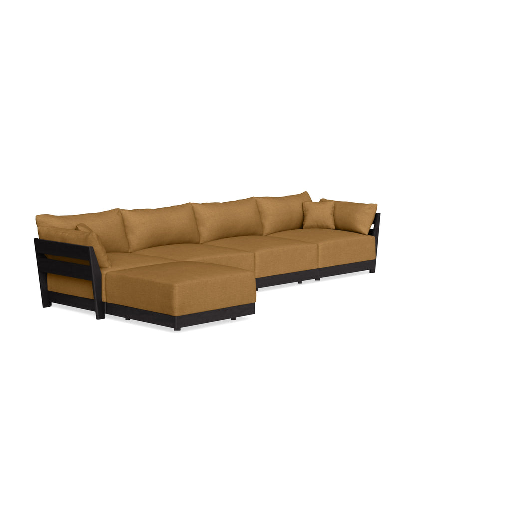 Modular Bondi Black 4-Seater Sectional in Dijon | Memory Foam Blend