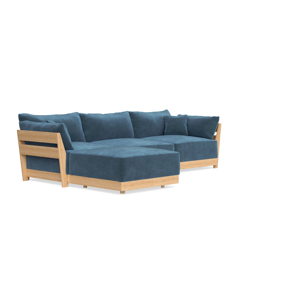 Modular Bondi Latte 3-Seater Sectional in Oxford Blue | Memory Foam Blend