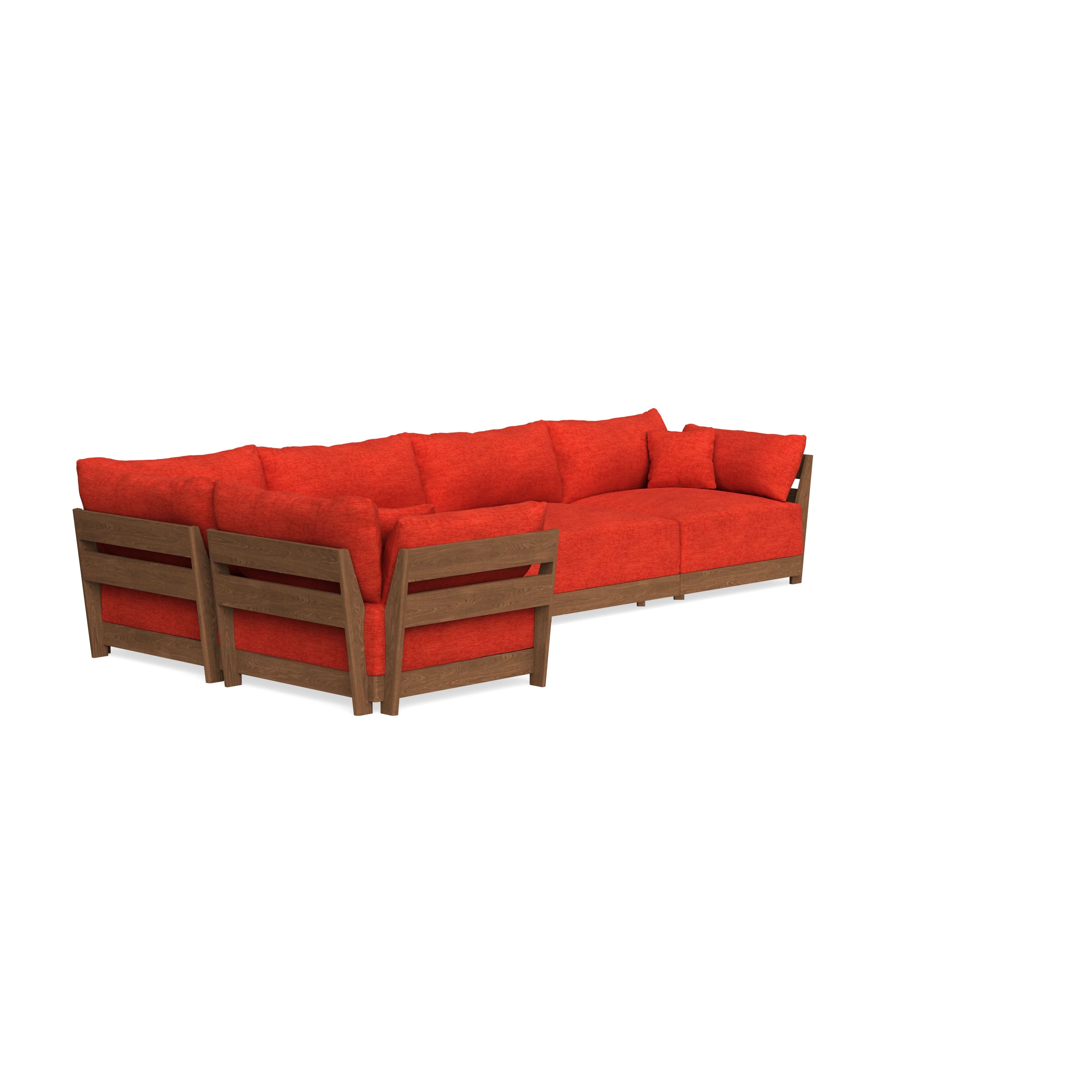Modular Bondi Espresso 5-Seater L-Sectional in Poppy Orange | Classic Blend