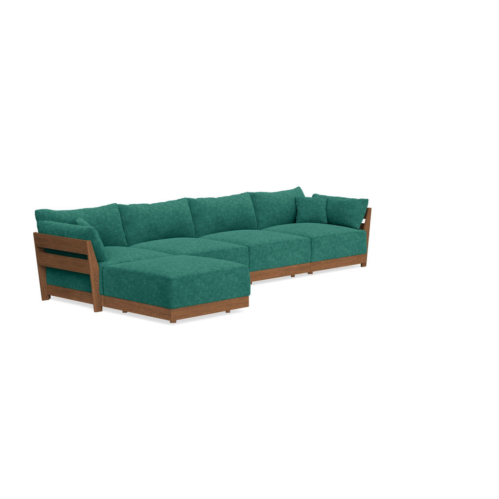 Modular Bondi Espresso 4-Seater Sectional in Jade Green | Memory Foam Blend