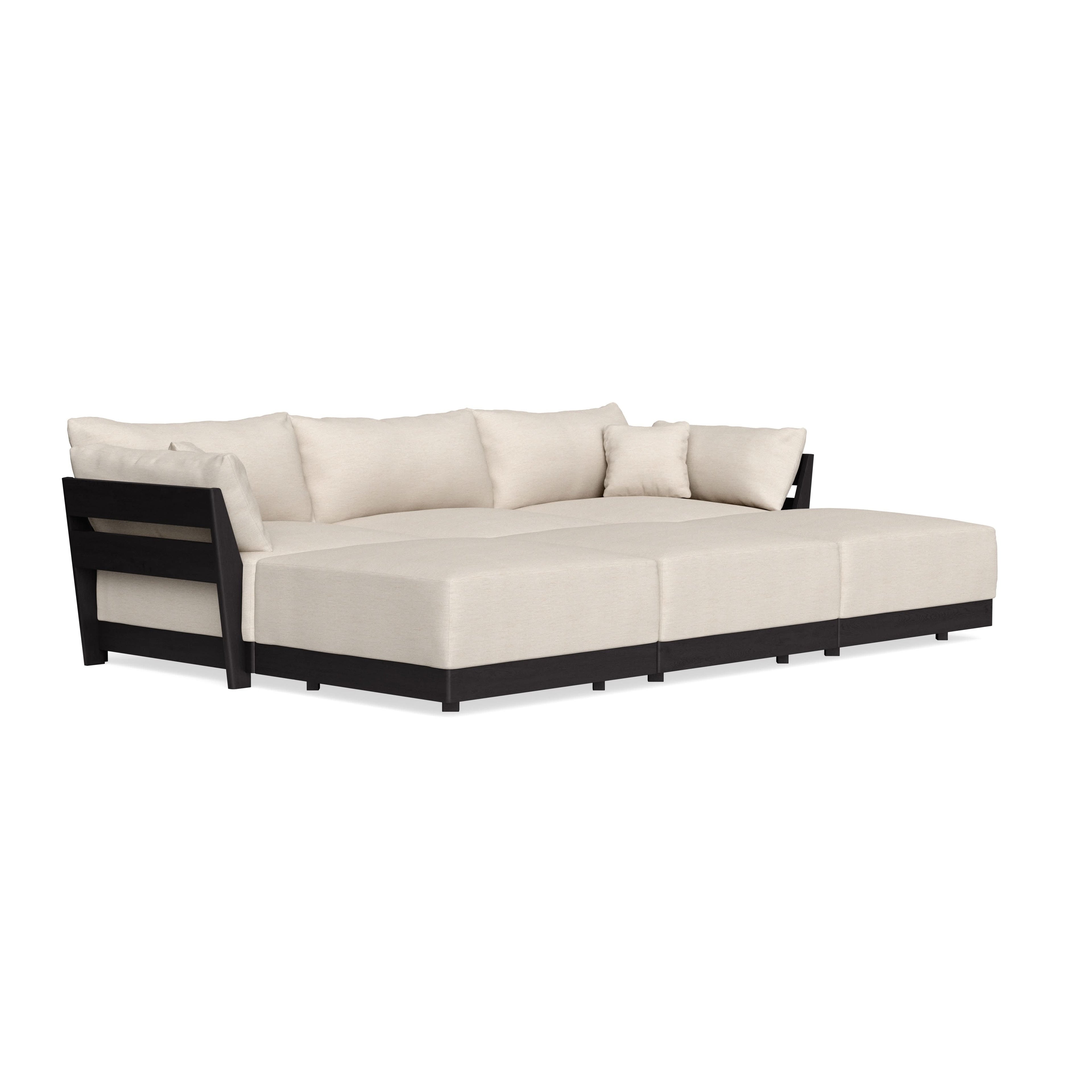 Modular Bondi Black 3-Seater Daybed Sofa Sectional in Seashell | Classic Blend