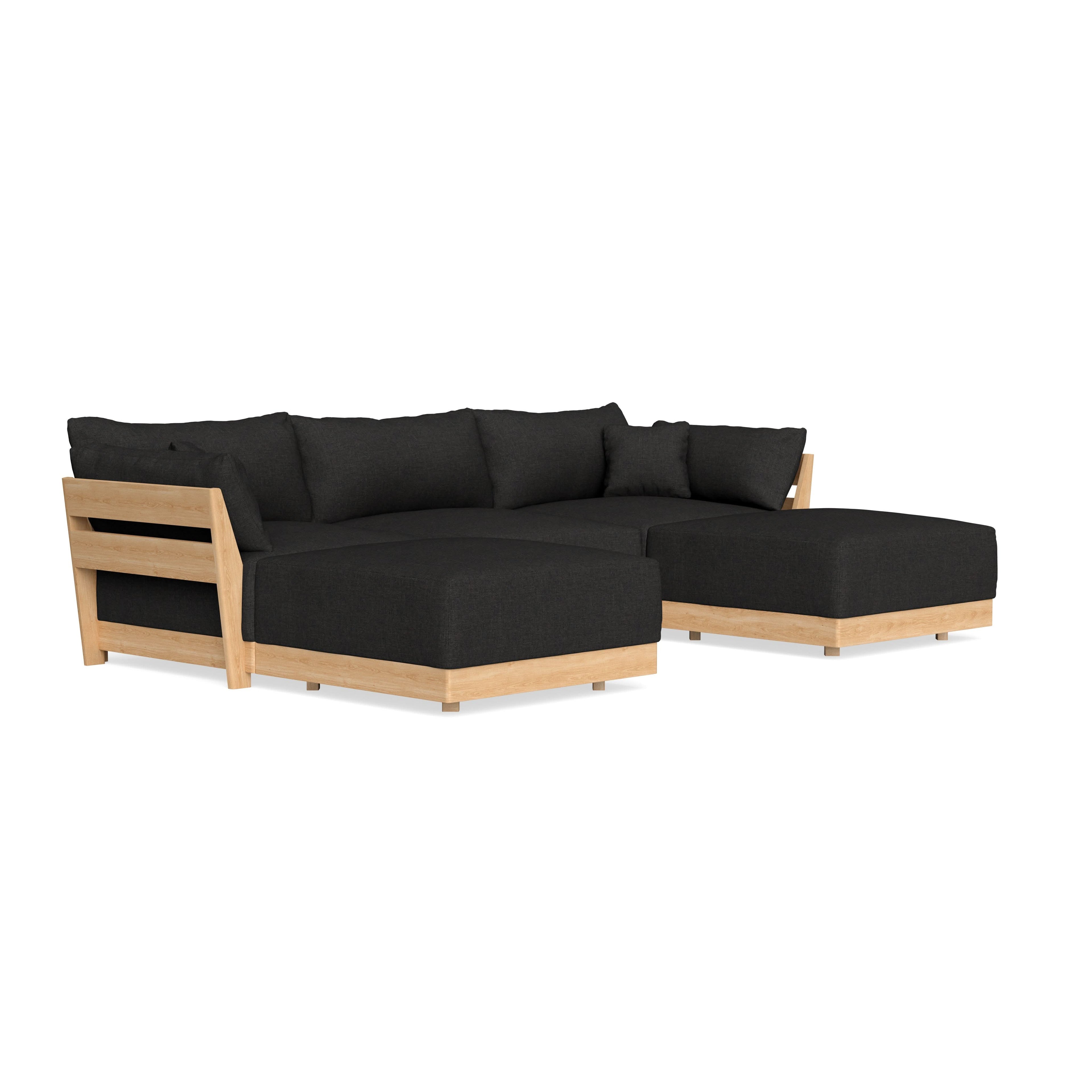 Modular Bondi Latte 3-Seater U-Sectional in Peppercorn | Memory Foam Blend