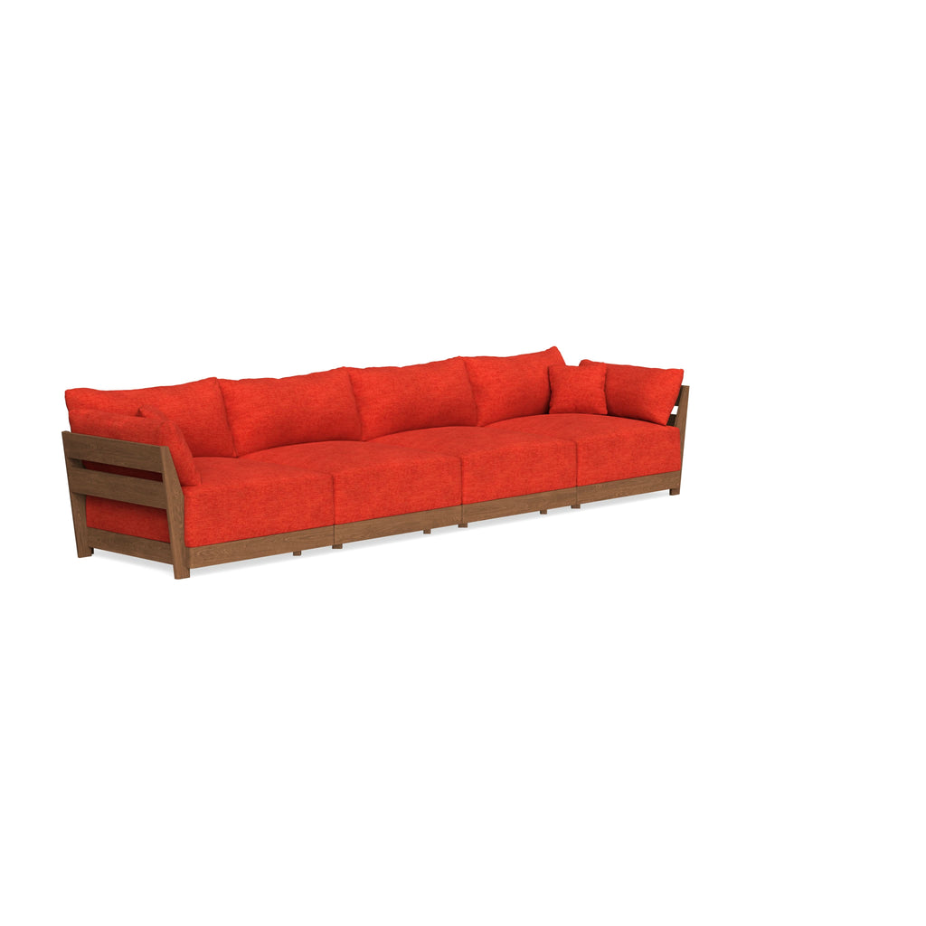 Modular Bondi Espresso 4-Seater Sofa in Poppy Orange | Memory Foam Blend