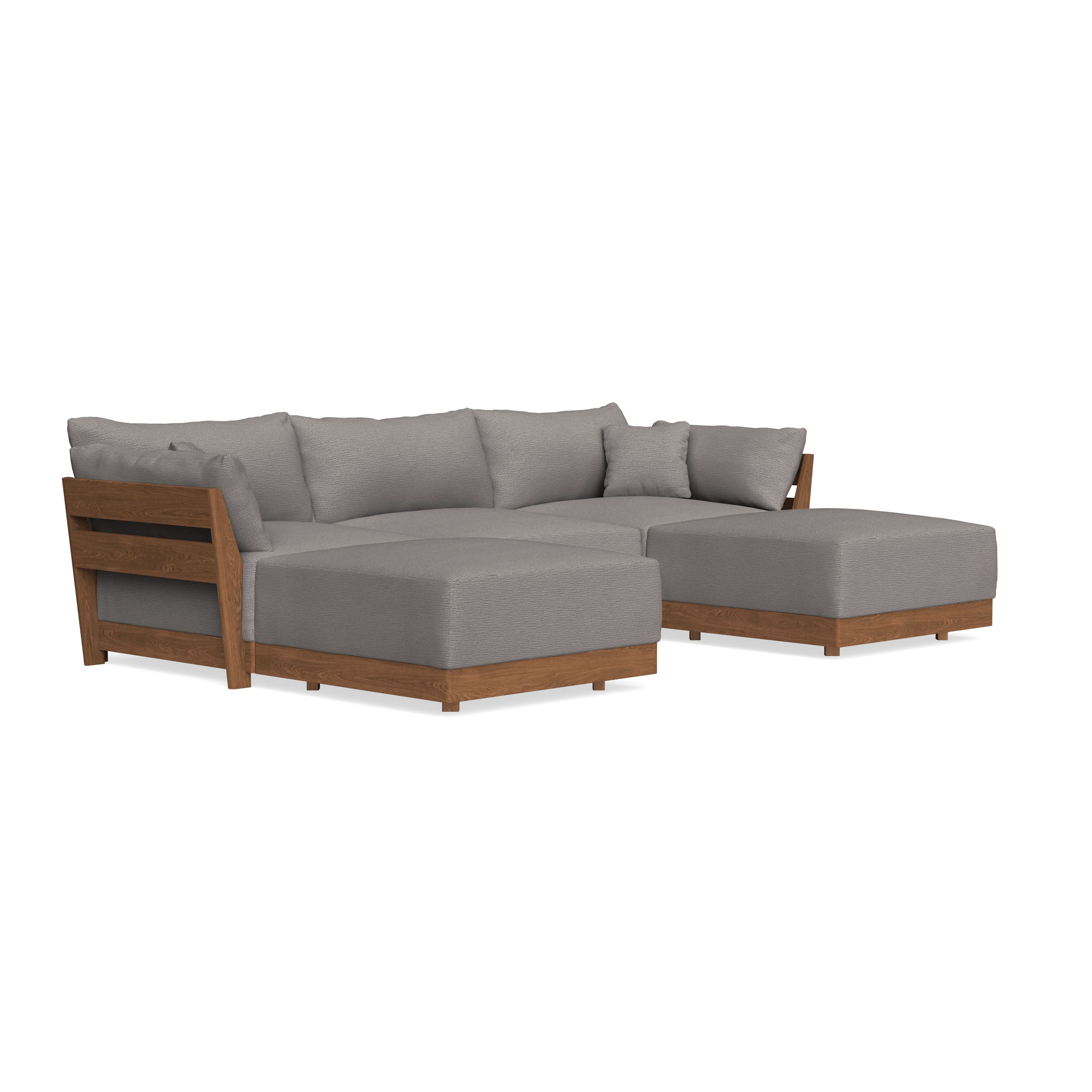 Modular Bondi Espresso 3-Seater U-Sectional in Cement | Memory Foam Blend