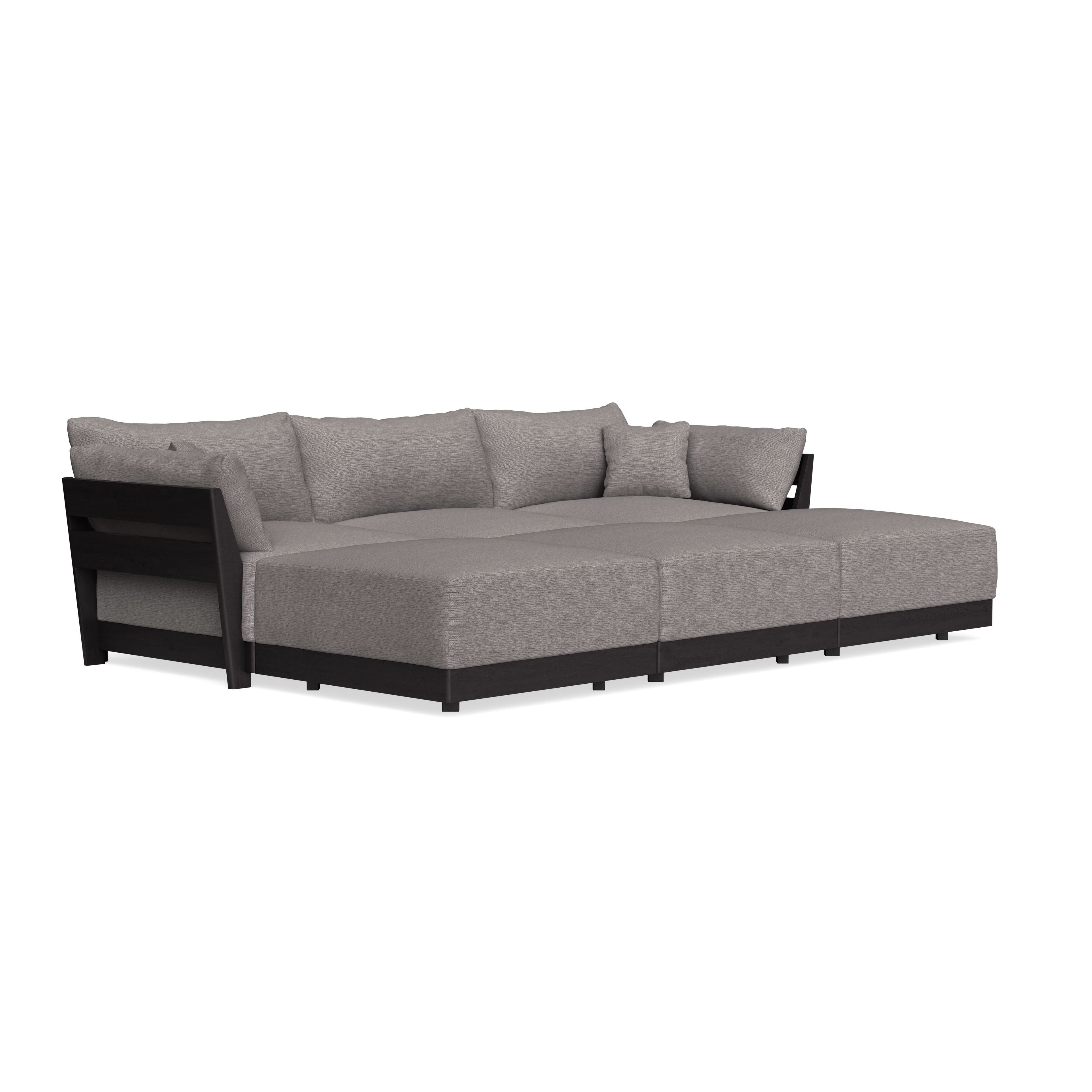 Modular Bondi Black 3-Seater Daybed Sofa Sectional in Cement | Memory Foam Blend