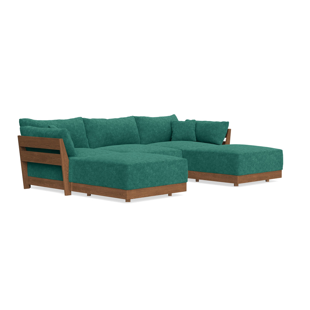 Modular Bondi Espresso 3-Seater U-Sectional in Jade Green | Memory Foam Blend