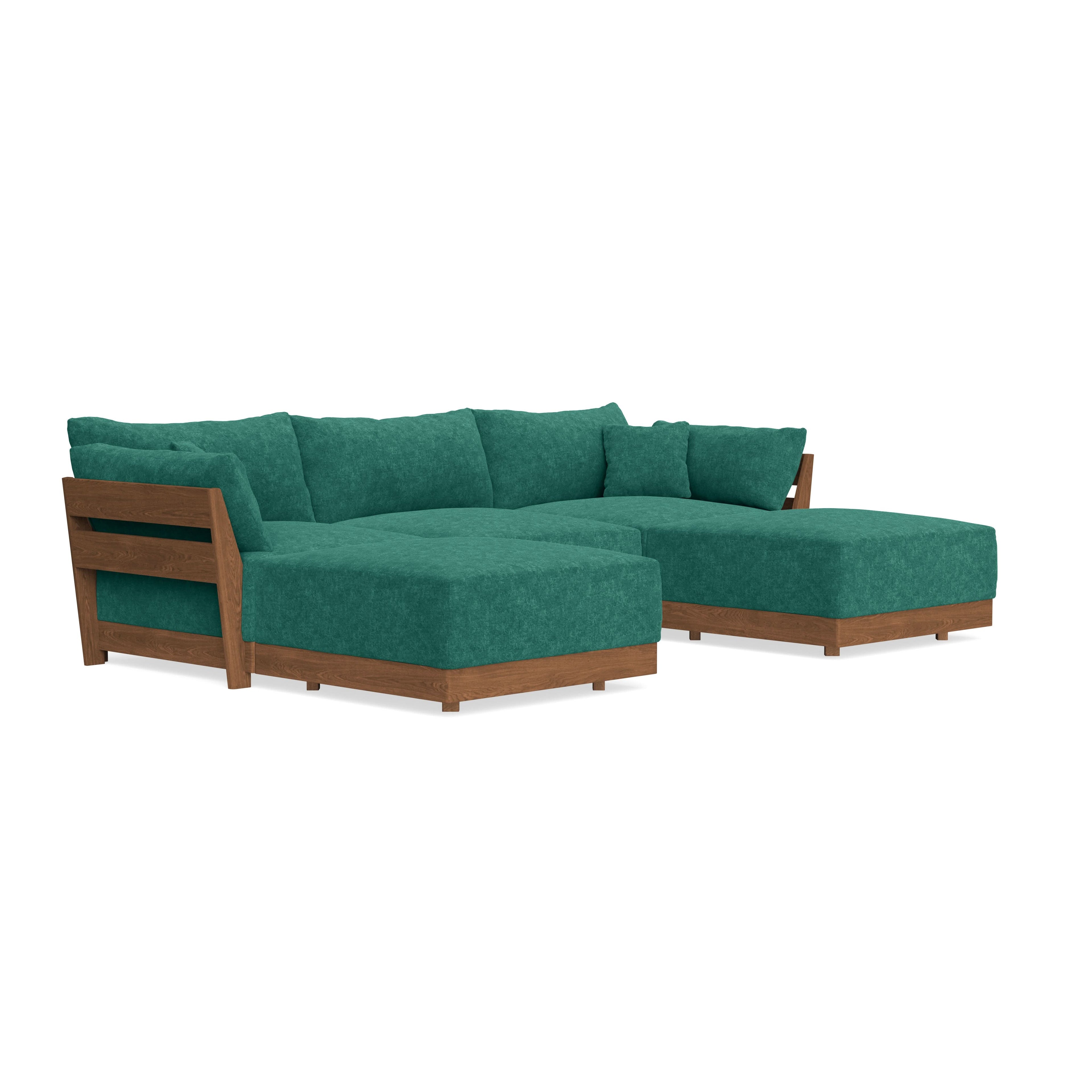 Modular Bondi Espresso 3-Seater U-Sectional in Jade Green | Memory Foam Blend