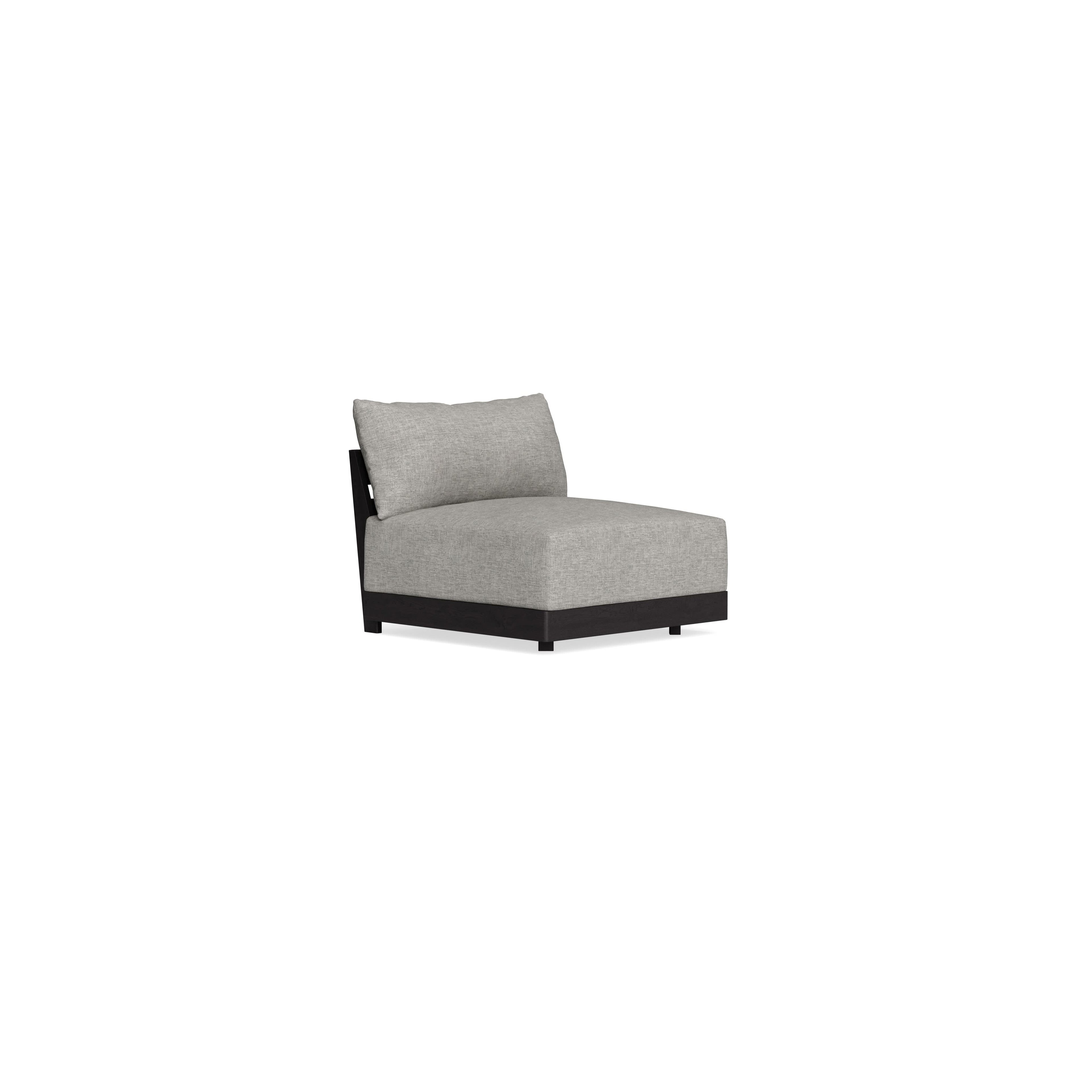 Modular Bondi Black Armless Chair in Fog | Memory Foam Blend